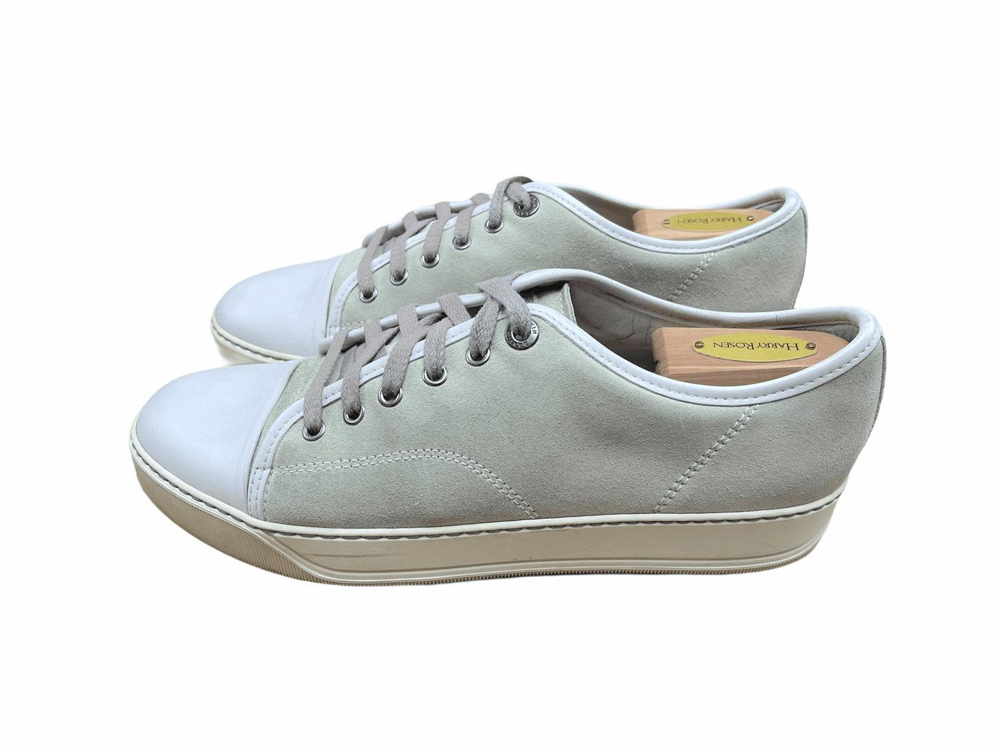 Lanvin Paris Off White Tan Suede Leather Sneakers 8US—Genuine Design luxury consignment