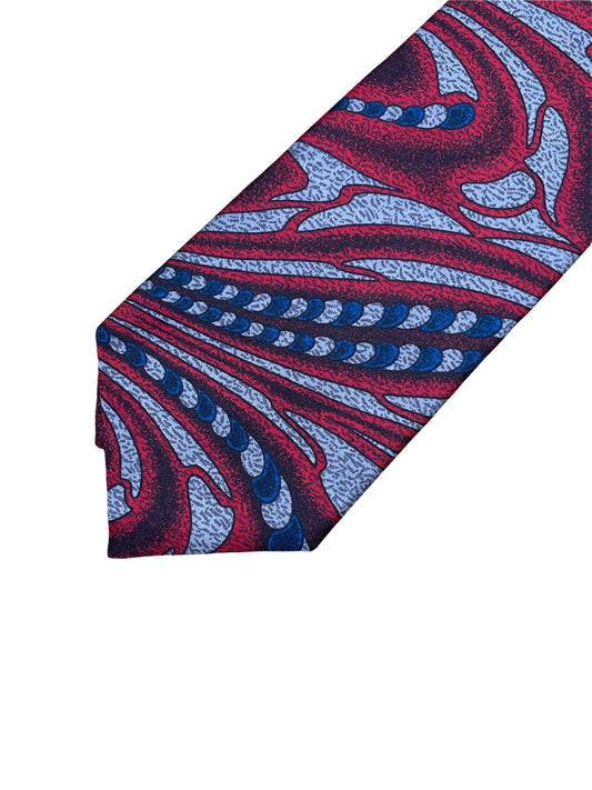 Givenchy Red w/ silver geometric 100% silk tie. Genuine Design luxury consignment