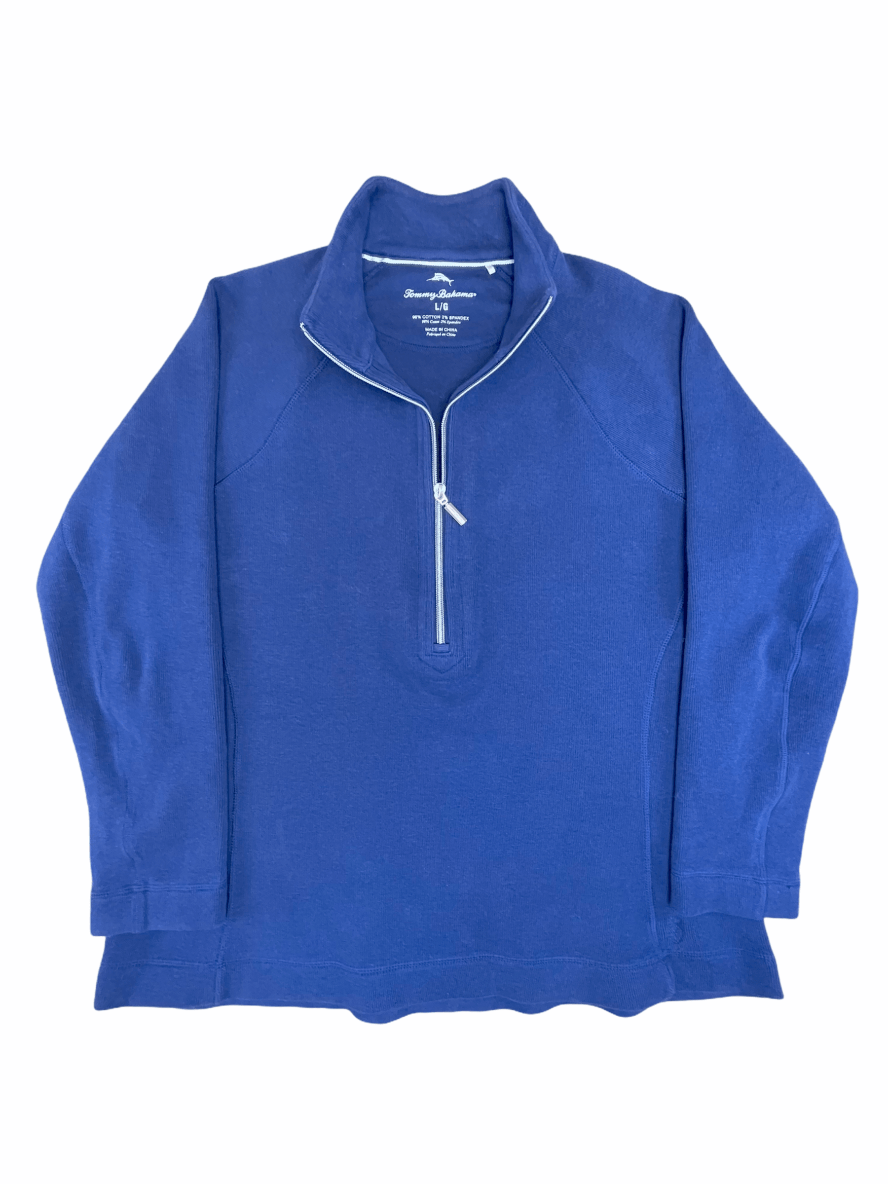 Tommy Bahama Blue 1 2 Zip Pullover Sweater Large L Genuine