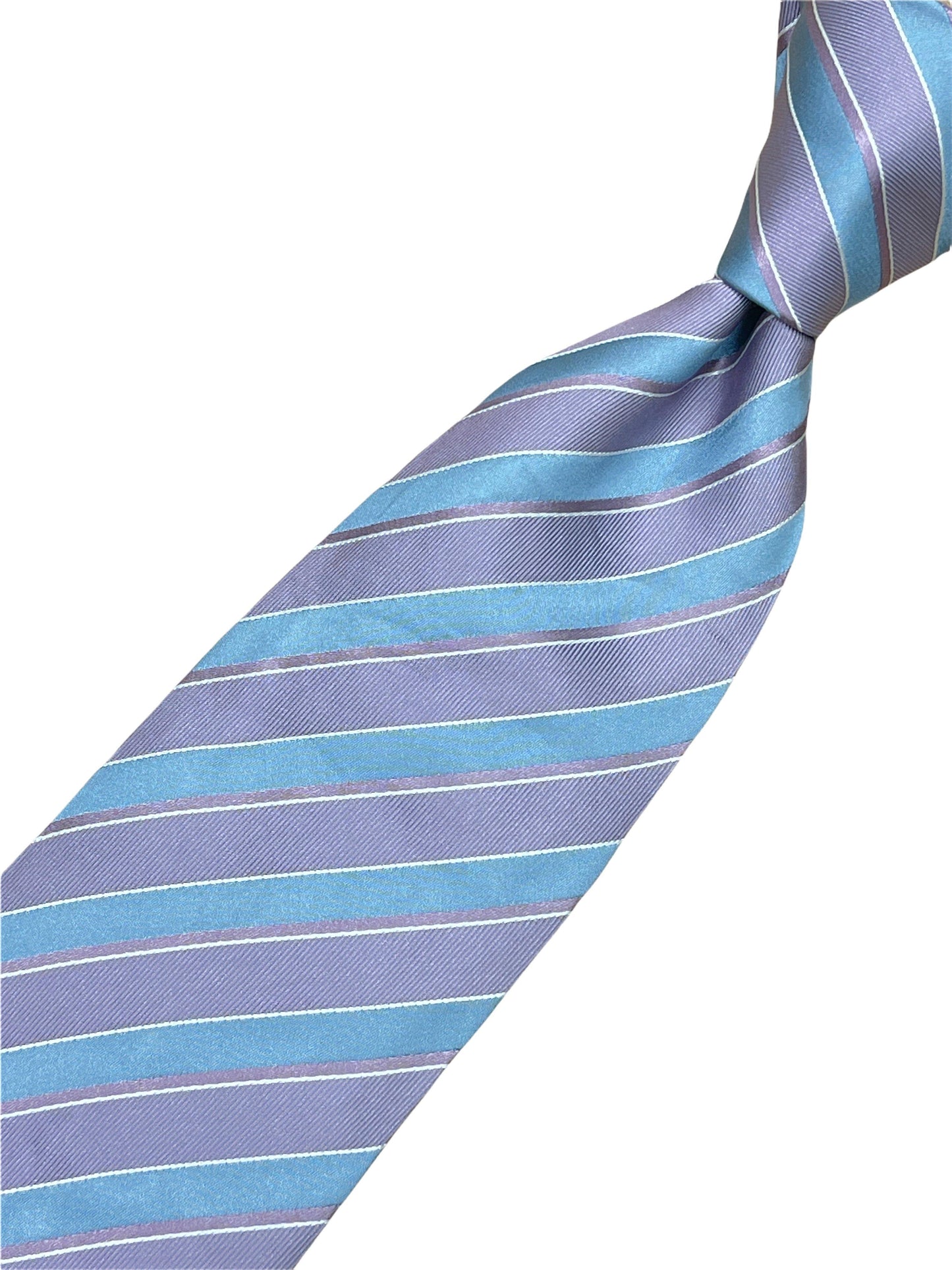 Hugo Boss purple and blue striped silk tie - Genuine Design