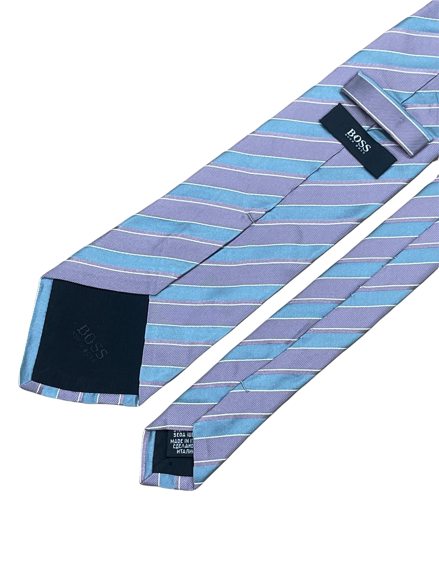 Hugo Boss purple and blue striped silk tie - Genuine Design
