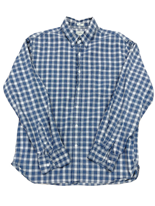 J. Crew Blue and Grey Plaid Button Down Shirt - Large Genuine Design luxury consignment