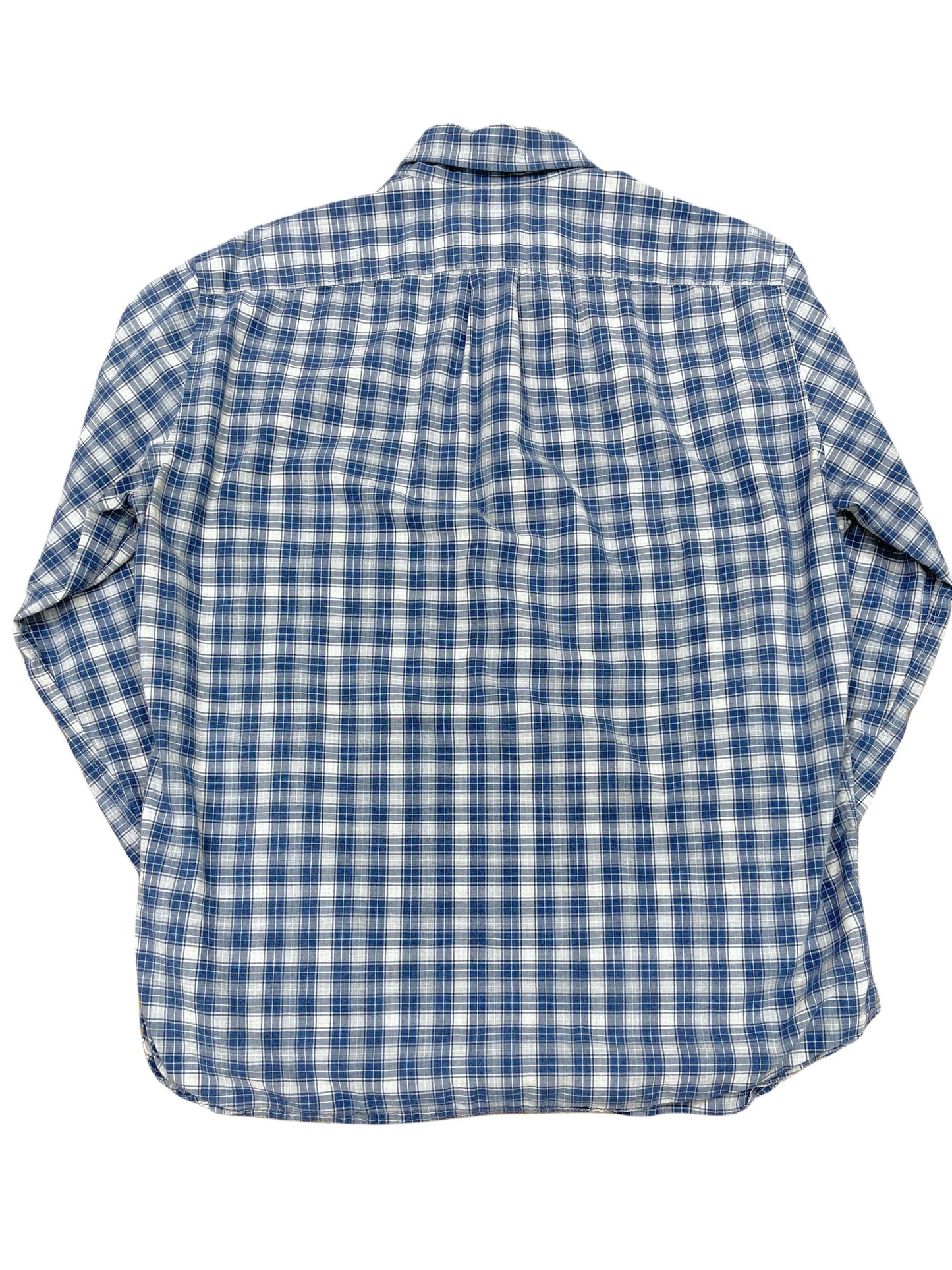 J. Crew Blue and Grey Plaid Button Down Shirt - Large Genuine Design luxury consignment