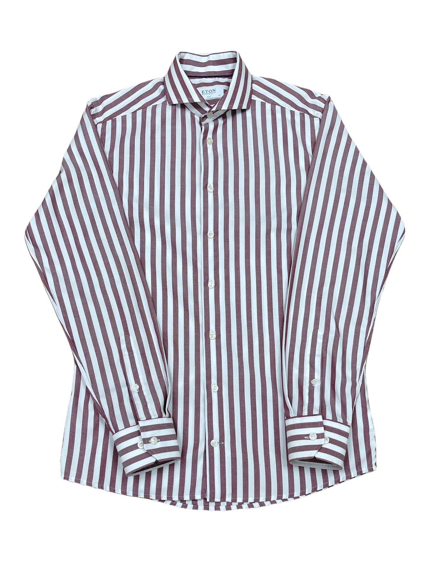ETON Burgundy Striped Dress Shirt 15.5 / 39 - Medium  Genuine Design luxury consignment