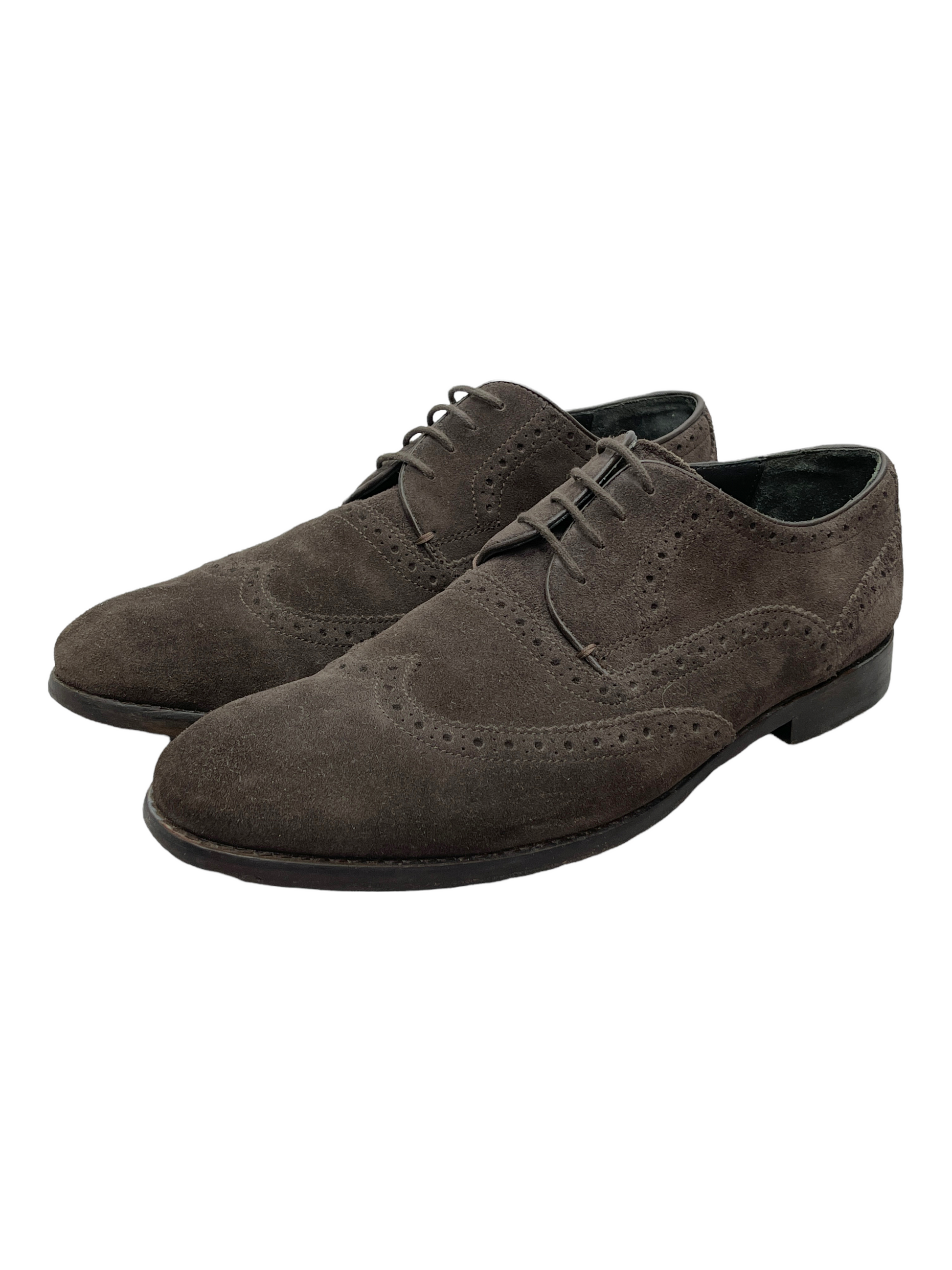 John Varvatos Dark Brown Suede Derby Dress Shoes 8.5 D US - Genuine Design Luxury Consignment for Men. Based in Calgary, Alberta, Canada.