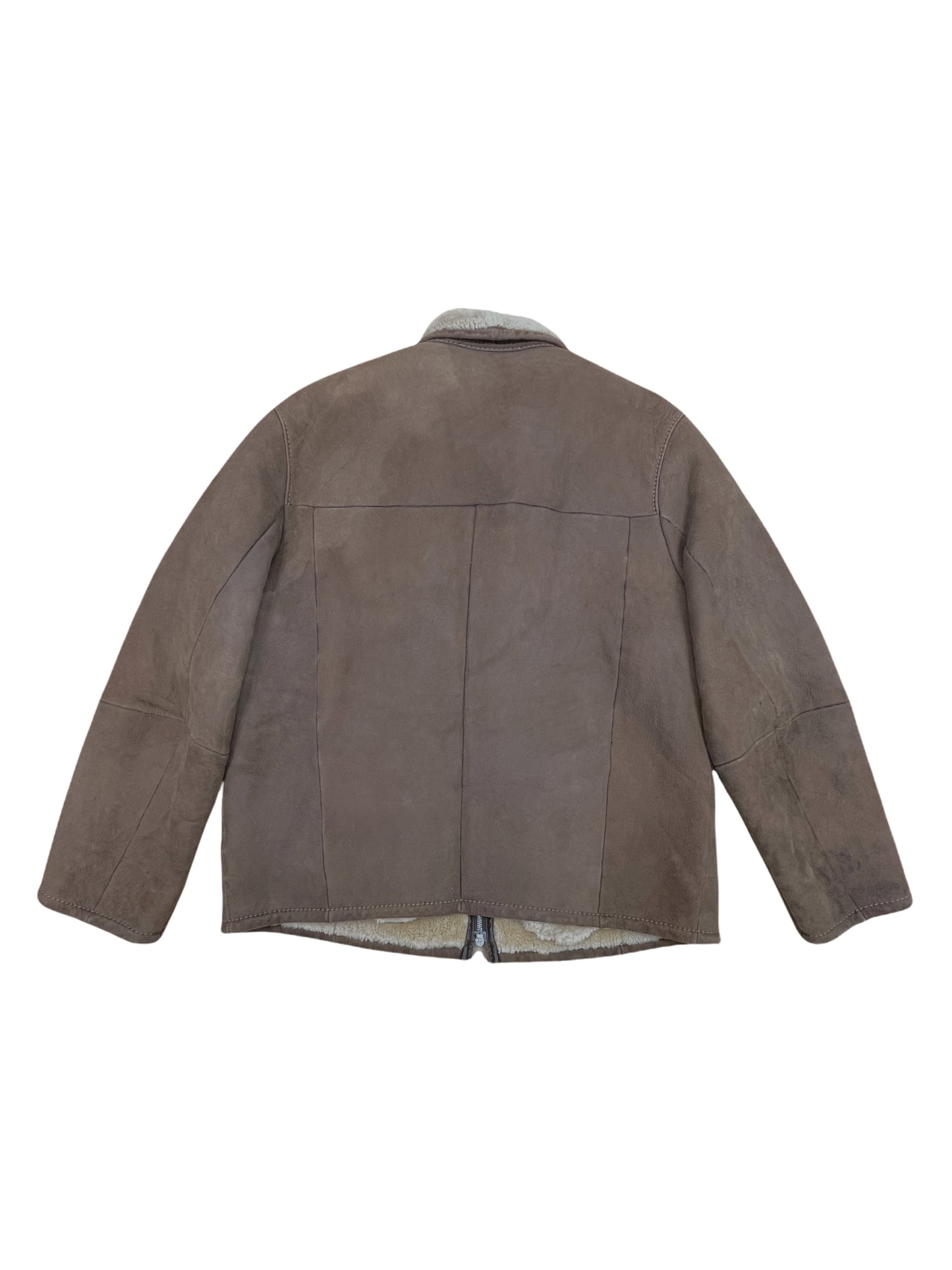 Werner Christ Brown Sheepskin Shearling Leather Bomber Jacket Large - L