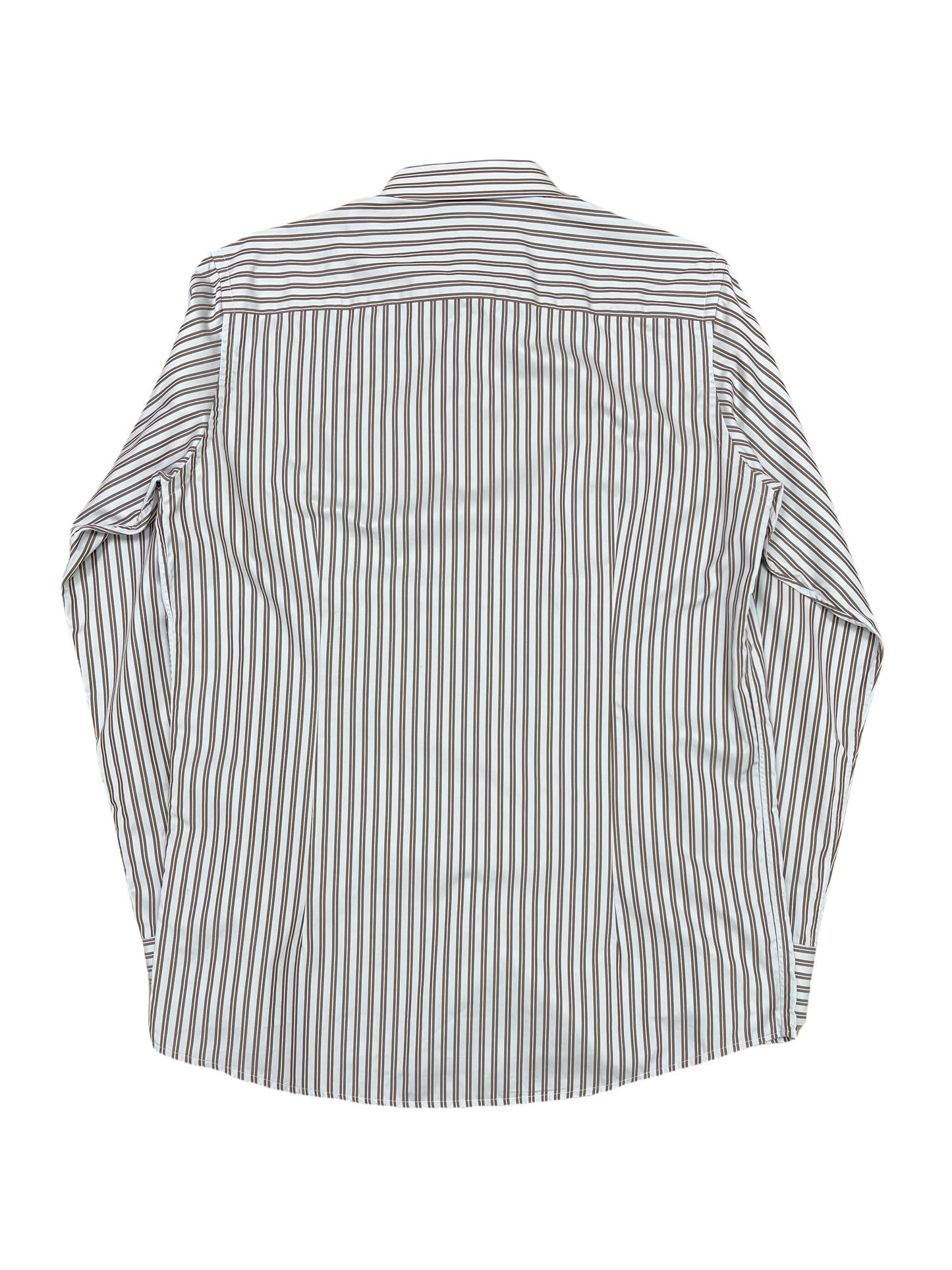 Eton Grey with Brown Stripe Dress Shirt 16.5 - Large