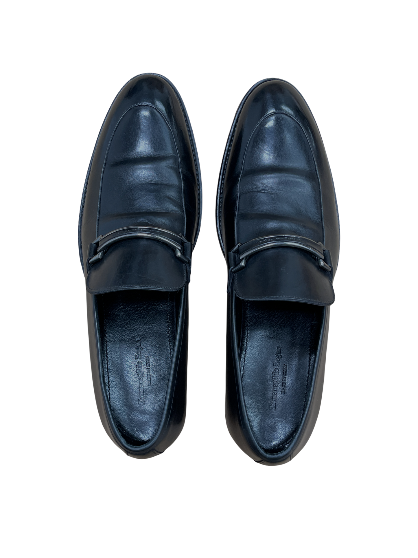 Ermenegildo Zegna Black Leather Penny Loafers 8 D US