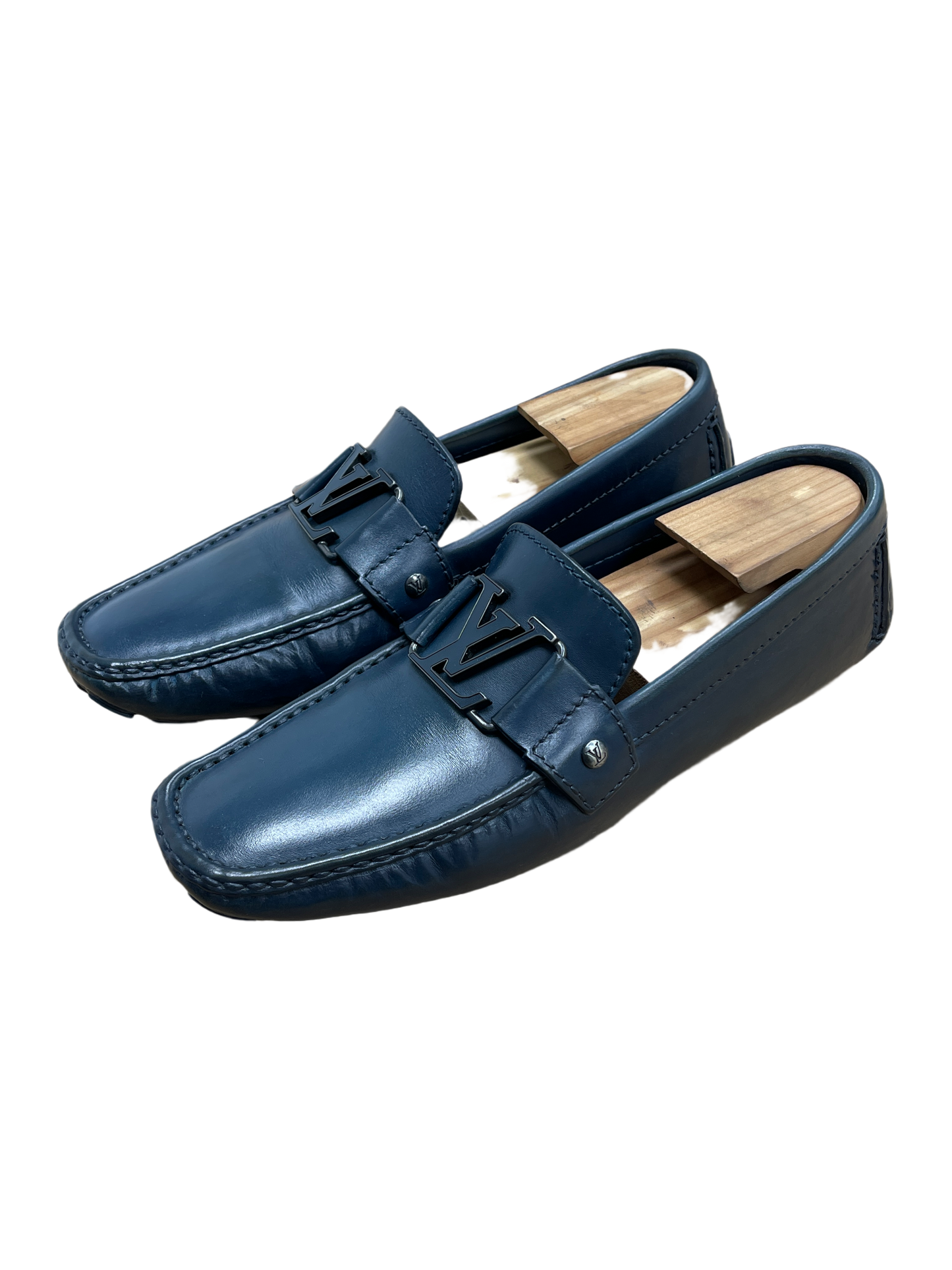 Louis Vuitton Petrol Blue Monogram Driving Loafers 8 US