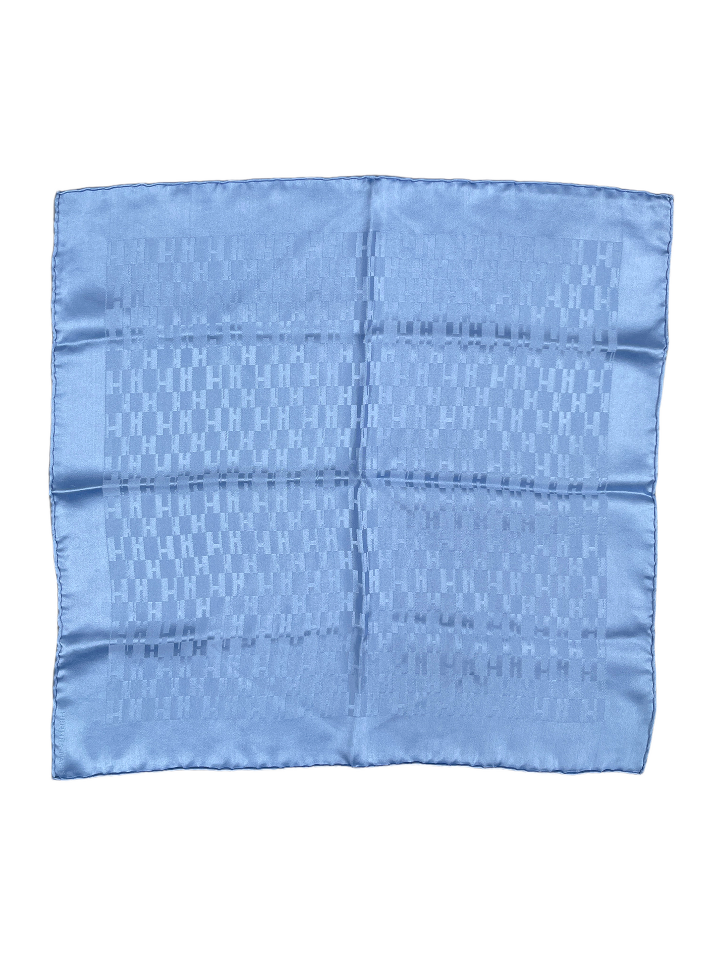 Hermès Light Blue Monogram Silk Pocket Square Scarf — Genuine Design Luxury Consignment for Men. New & Pre-Owned Clothing, Shoes, & Accessories. Calgary, Canada