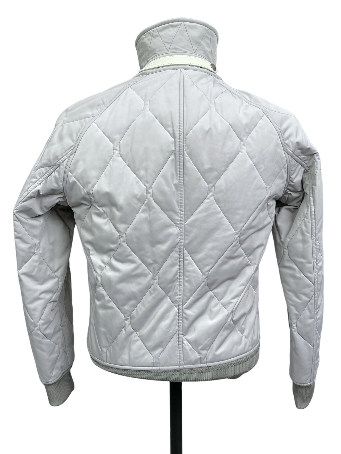 Tom Ford Light Grey Quilted Bomber Jacket 36— Genuine Design Luxury Consignment Calgary, Alberta, Canada New and Pre-Owned Clothing, Shoes, Accessories.