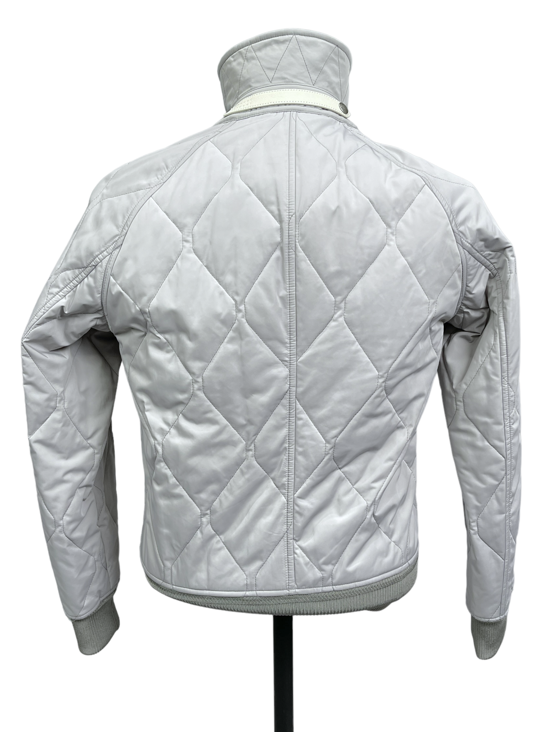 Tom Ford Light Grey Quilted Bomber Jacket 36— Genuine Design Luxury Consignment Calgary, Alberta, Canada New and Pre-Owned Clothing, Shoes, Accessories.