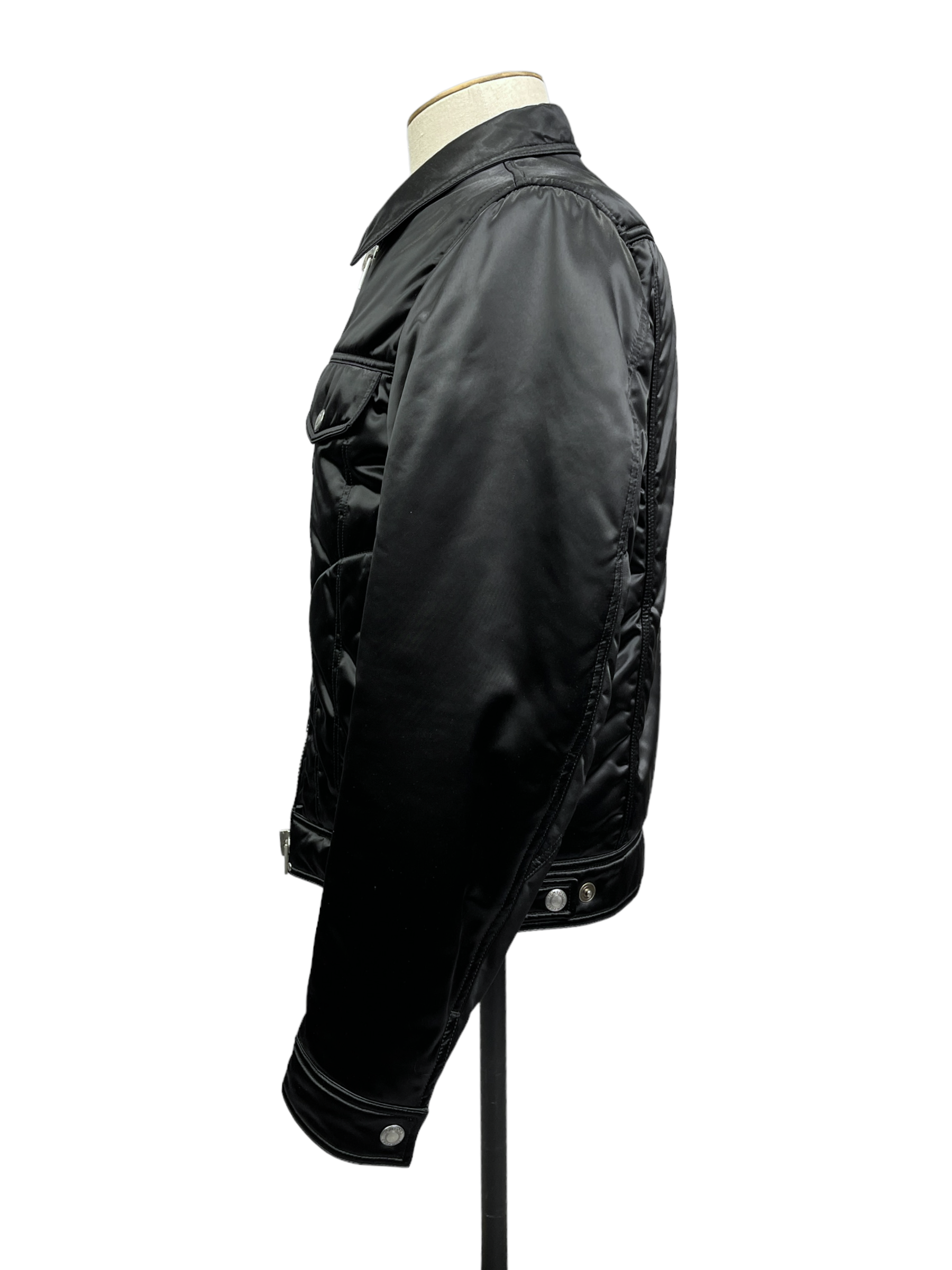 Tom Ford Black Satin Bomber Jacket 38— Genuine Design Luxury Consignment Calgary, Alberta, Canada New and Pre-Owned Clothing, Shoes, Accessories.