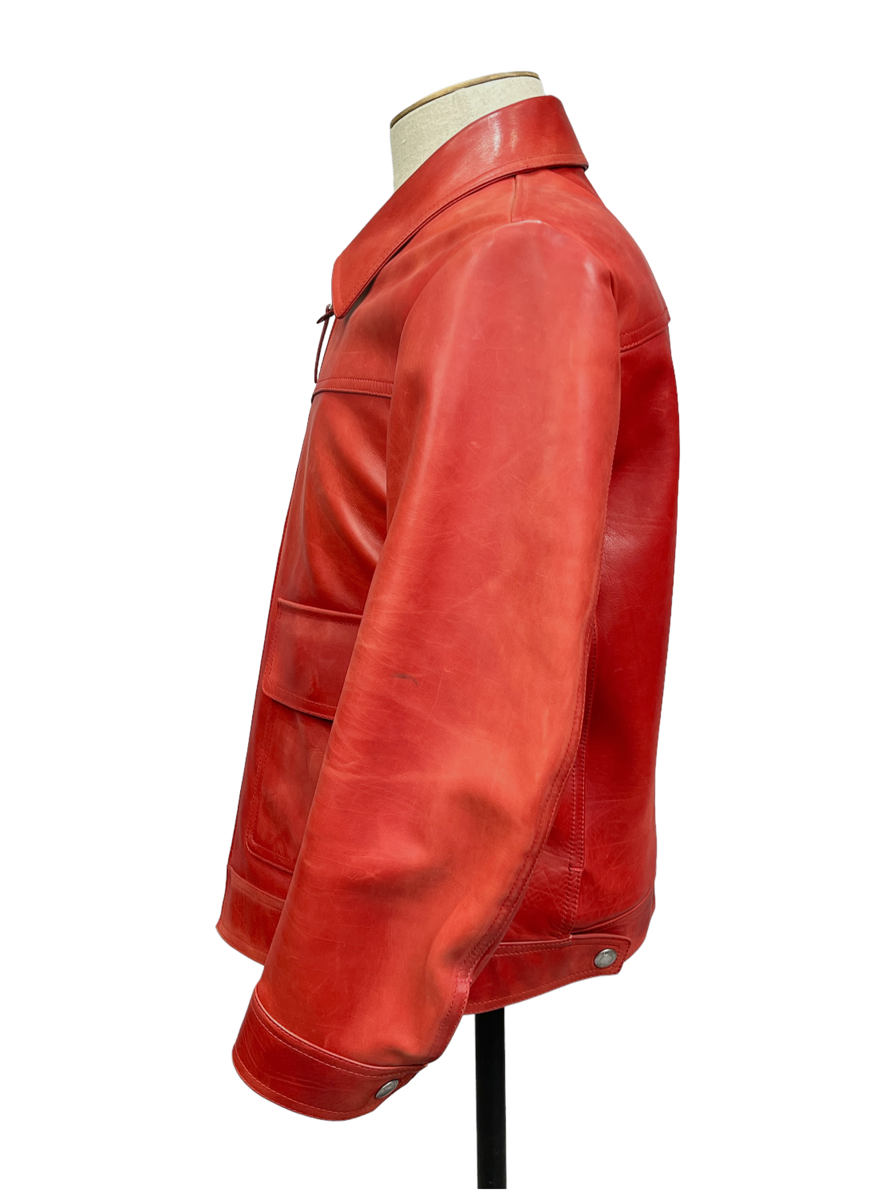 Tom Ford Red Embossed Calfskin Leather Trucker Jacket 40R / 50R — Genuine Design Luxury Consignment Calgary, Alberta, Canada New and Pre-Owned Clothing, Shoes, Accessories.