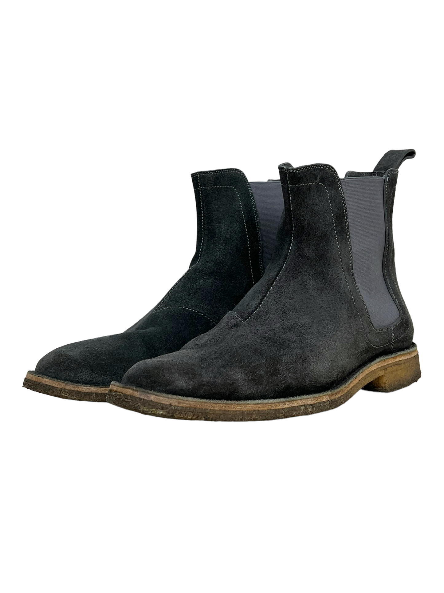 Bottega Veneta Dark Navy Aussie Suede Chelsea Boots - Genuine Design Luxury Consignment for Men. New & Pre-Owned Clothing, Shoes, & Accessories. Calgary, Canada