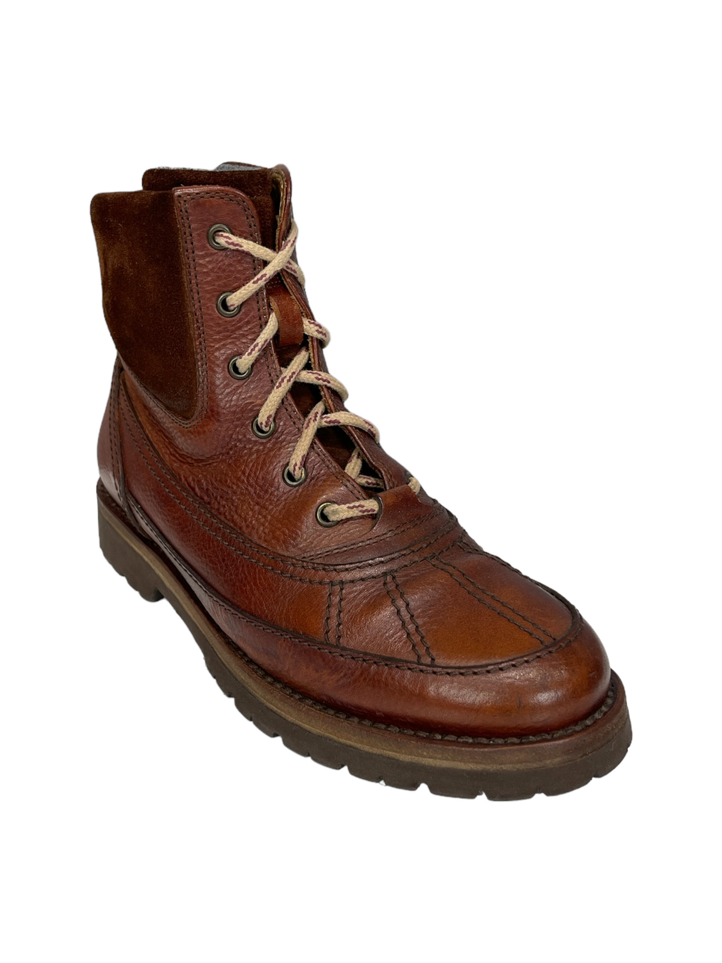 Brunello Cucinelli Dark Brown Leather & Suede Hiking Boots 8 US - Genuine Design Luxury Consignment for Men. New & Pre-Owned Clothing, Shoes, & Accessories. Calgary, Canada