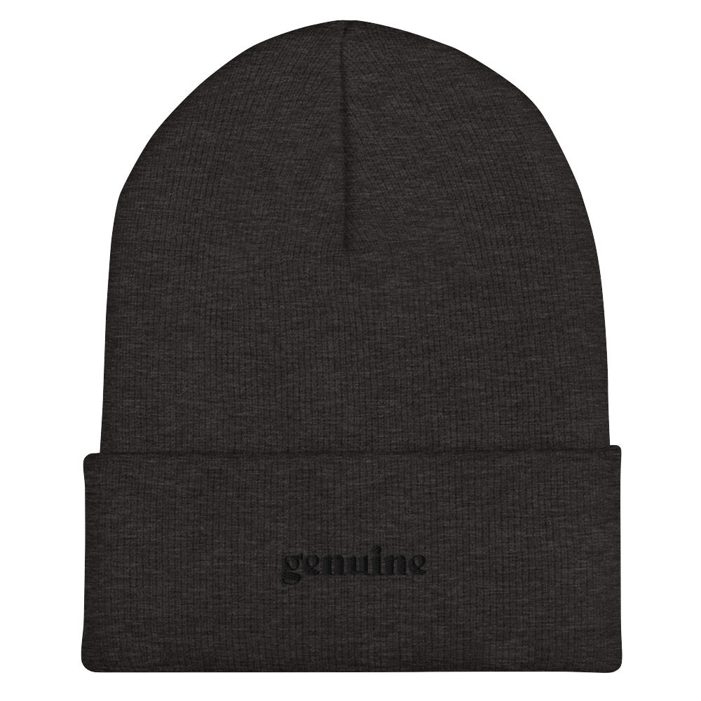 Genuine Black Embroidered Logo Beanie Unisex