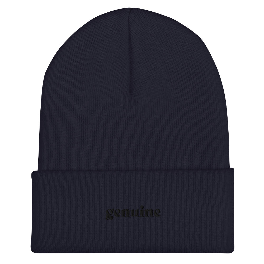 Genuine Black Embroidered Logo Beanie Unisex