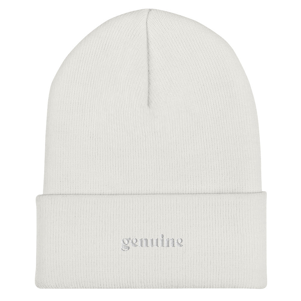 Genuine White Embroidered Logo Beanie Unisex