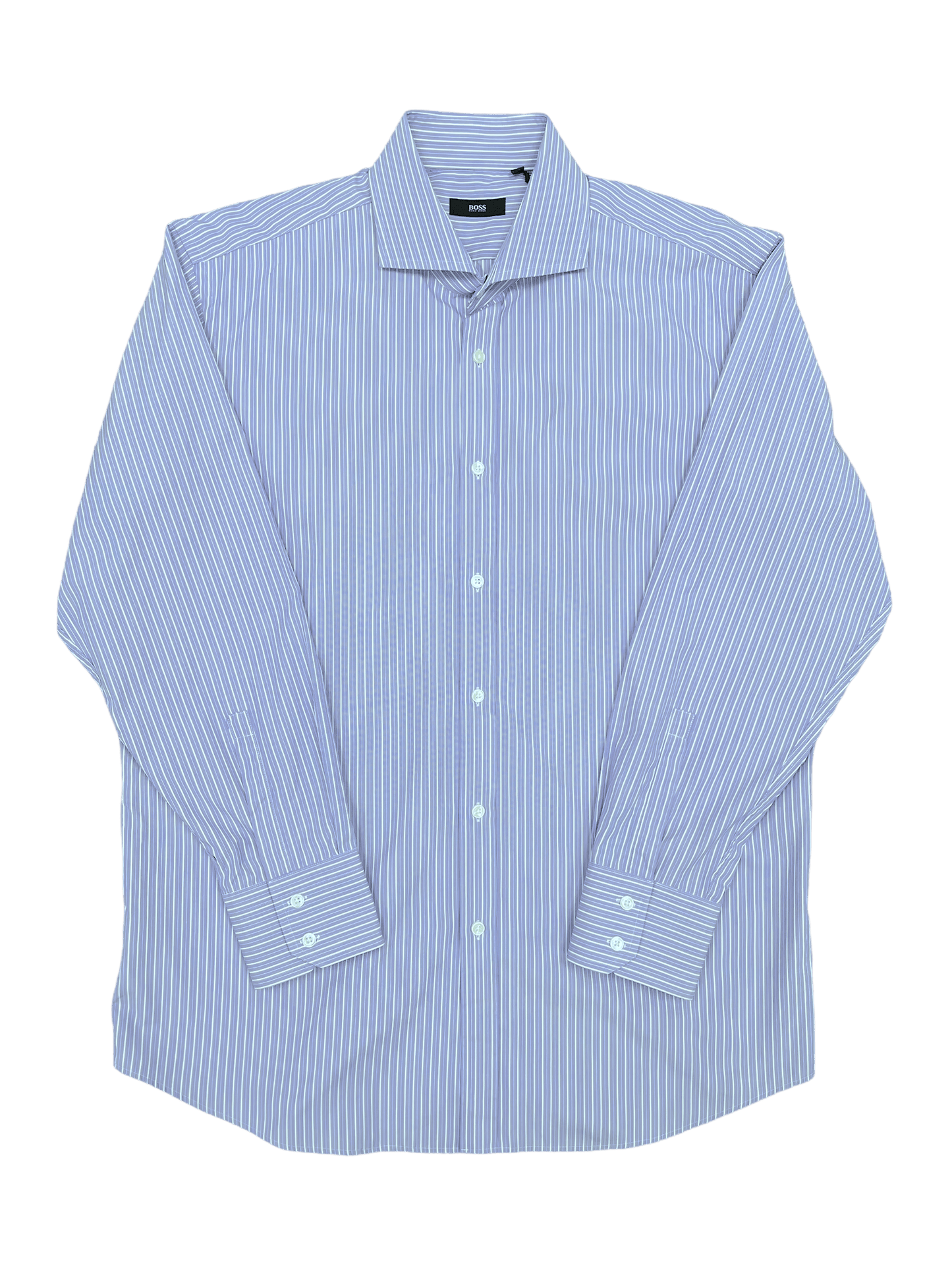 Hugo Boss Stripe Long Sleeve Dress Shirt,Light Blue, White—XL—Genuine Design luxury consignment