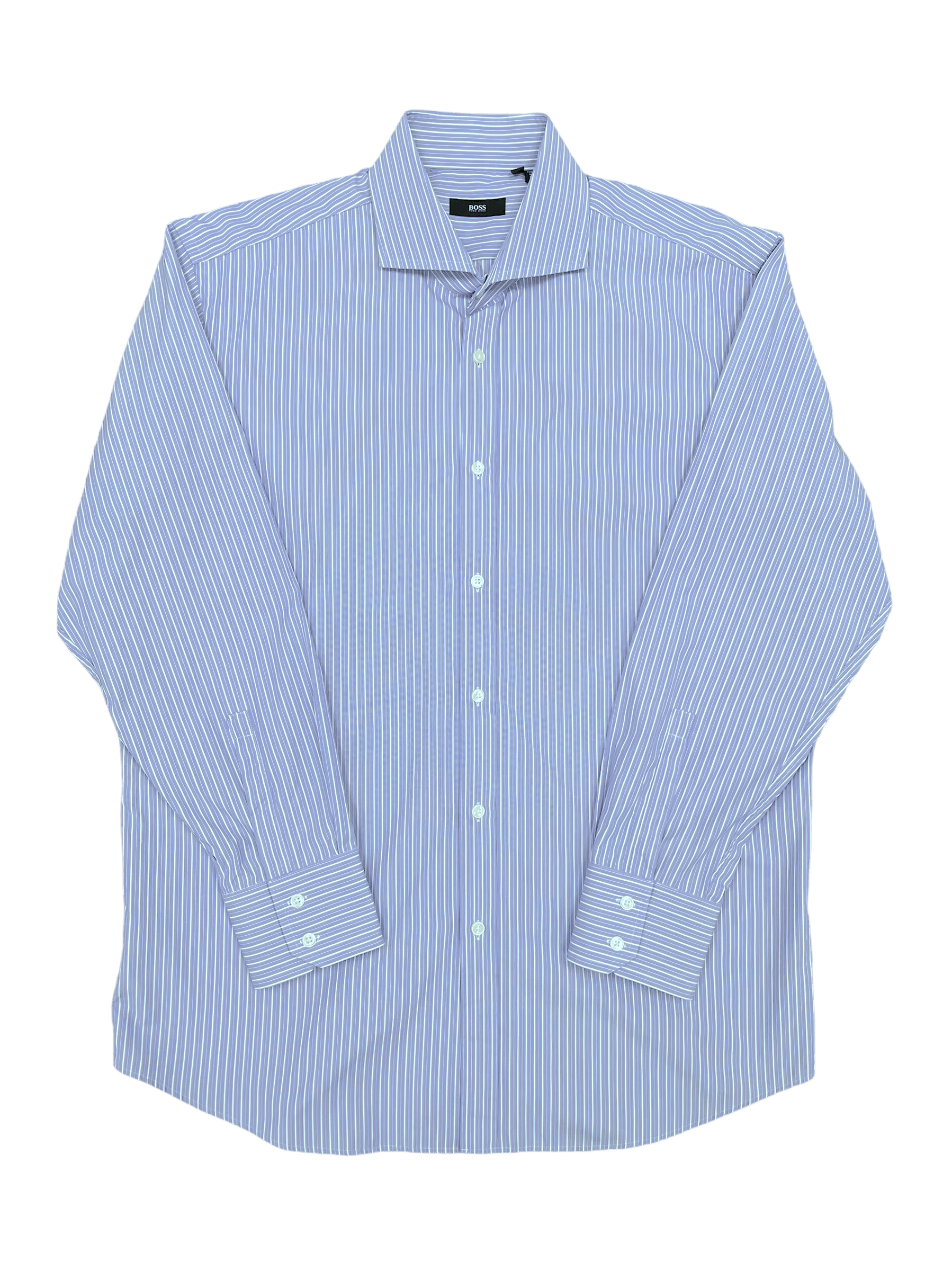 Hugo Boss Stripe Long Sleeve Dress Shirt,Light Blue, White—XL—Genuine Design luxury consignment