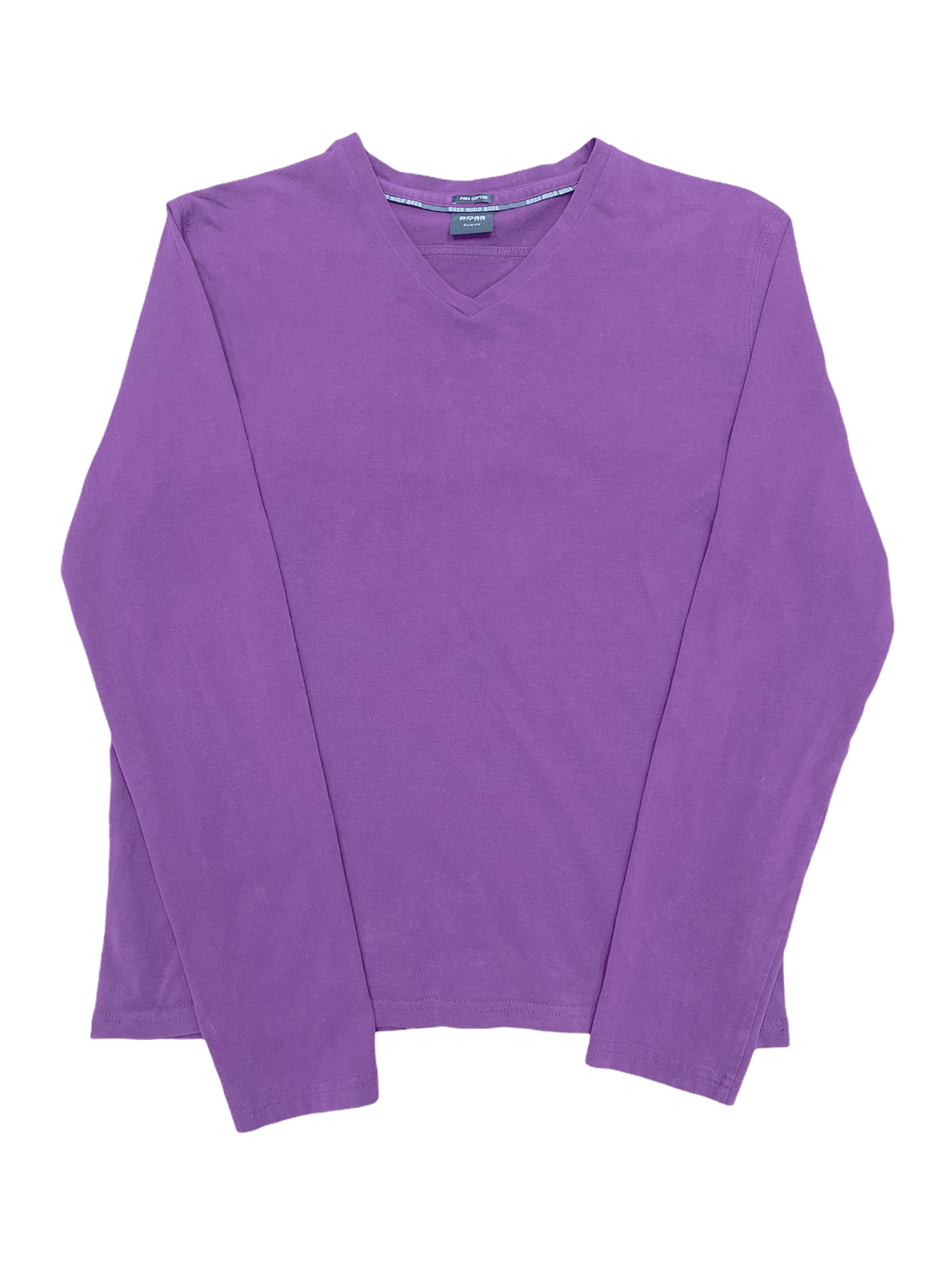 Hugo Boss Purple Long Sleeve V Neck T Shirt Medium M Genuine