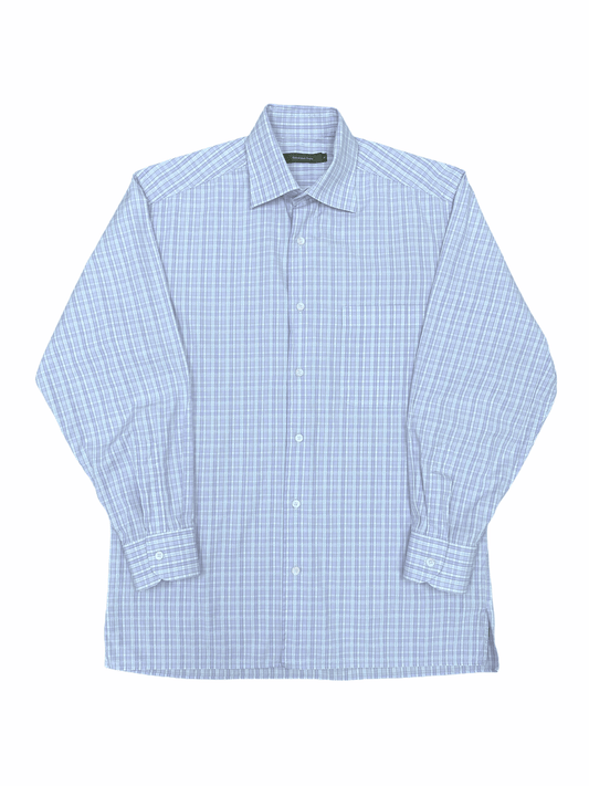 Ermenegildo Zegna Light Blue Check Dress Shirt—Genuine Design luxury consignment