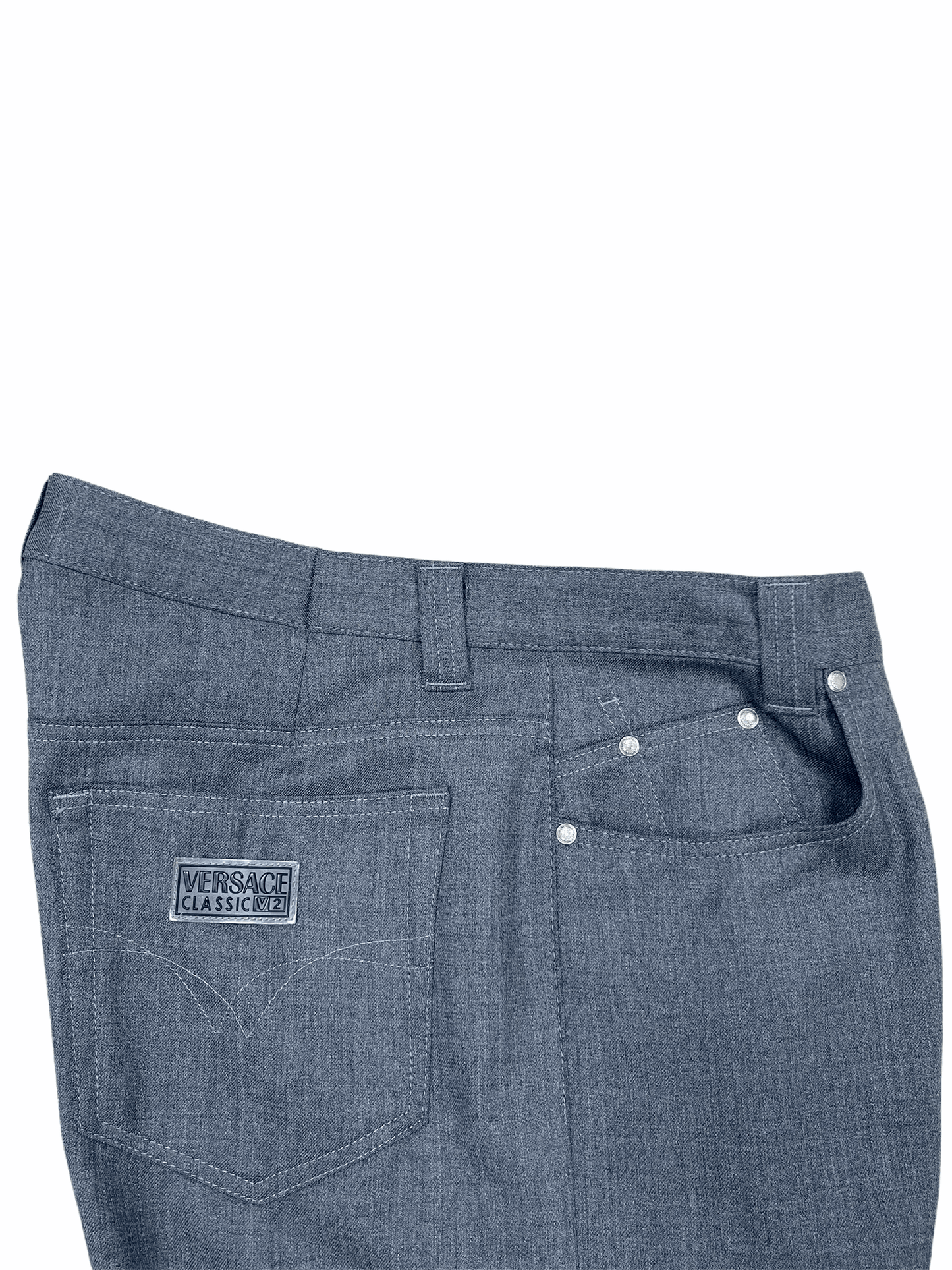 Versace Grey Wool 5 Pocket Dress Pants 36W 32L Large—Genuine Design luxury consignment