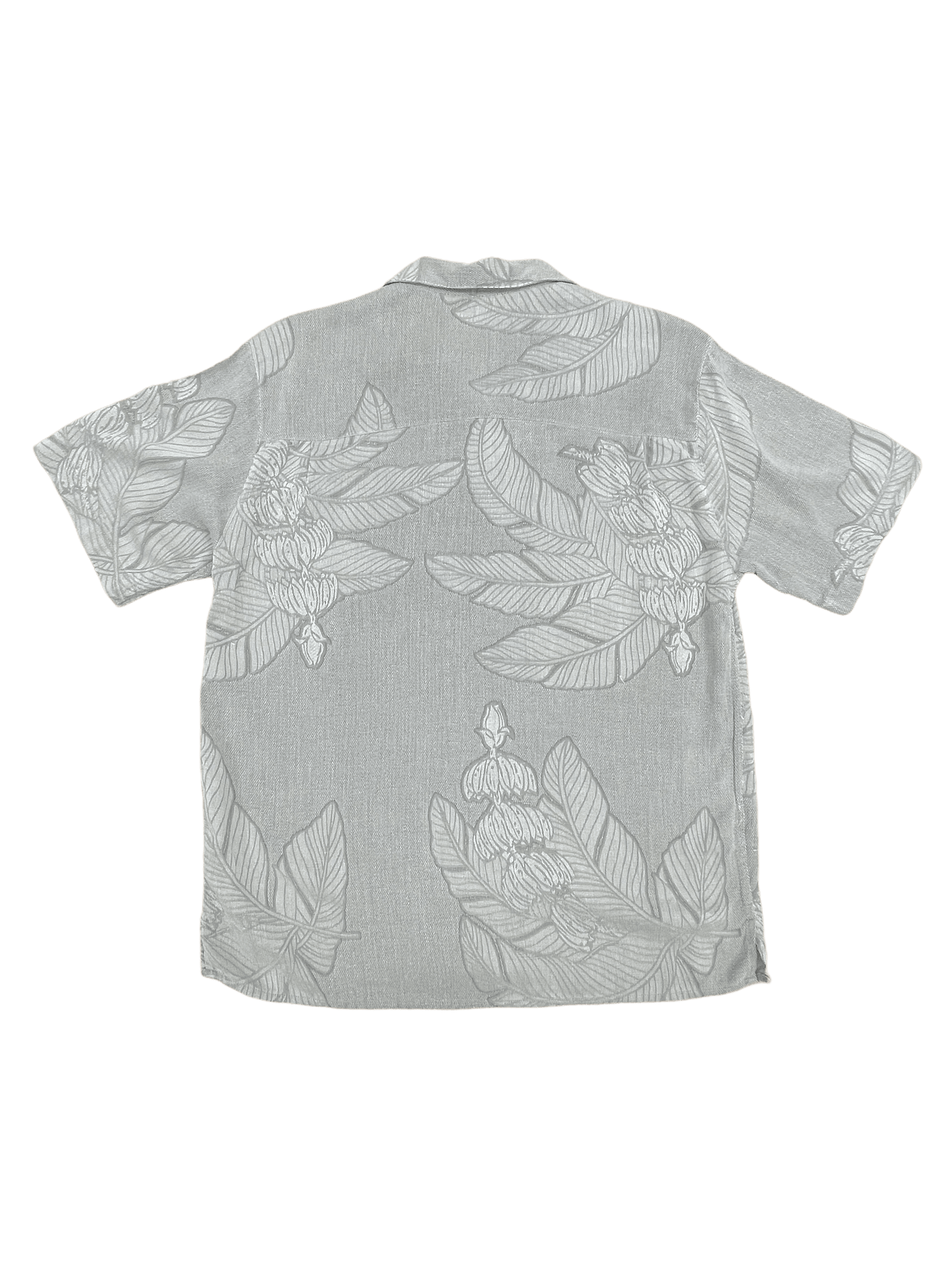 Silk Grey Floral Button Up Short Sleeve Shirt Medium - Genuine Design luxury consignment