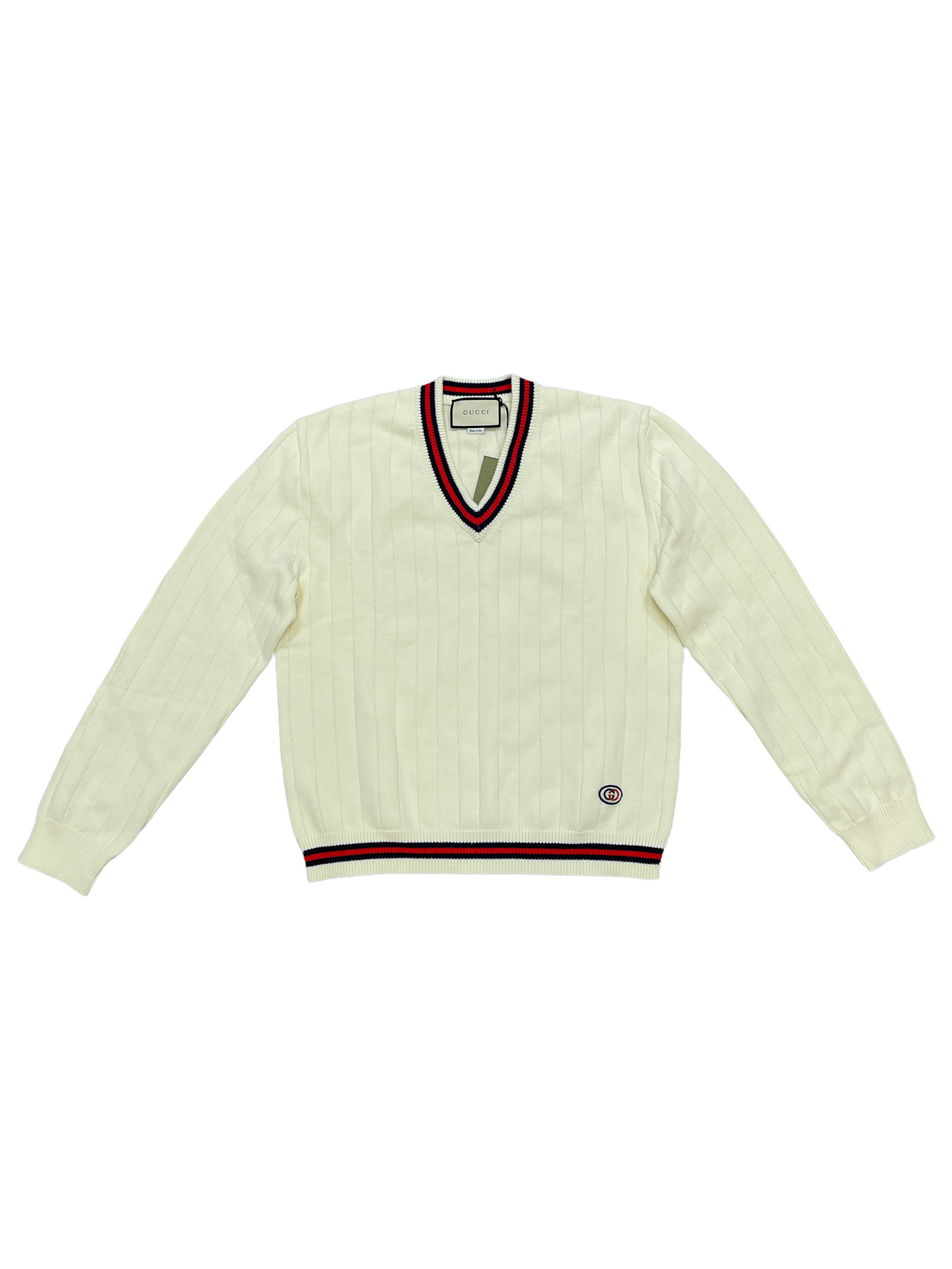 Gucci Cream Cotton Knit Cardigan Large — Genuine Design Luxury Consignment Calgary, Canada New & Pre-Owned Authentic Clothing, Shoes, Accessories.