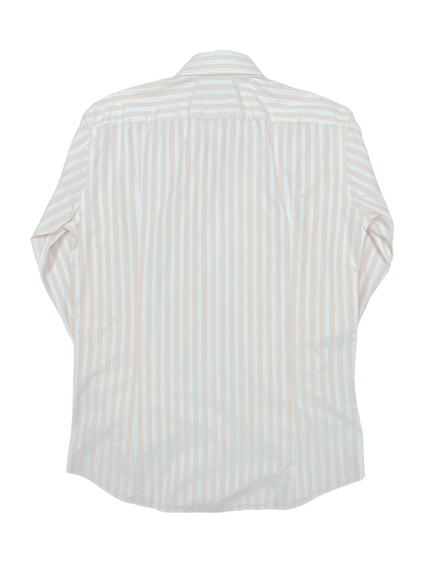Hugo Boss Stripe Dress Shirt Tan, Light Blue, White—Genuine Design luxury consignment