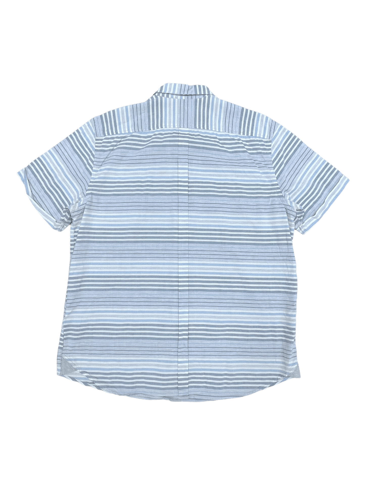 DKNY Blue Striped Button Up Short Sleeve Shirt XL - Genuine Design luxury consignment