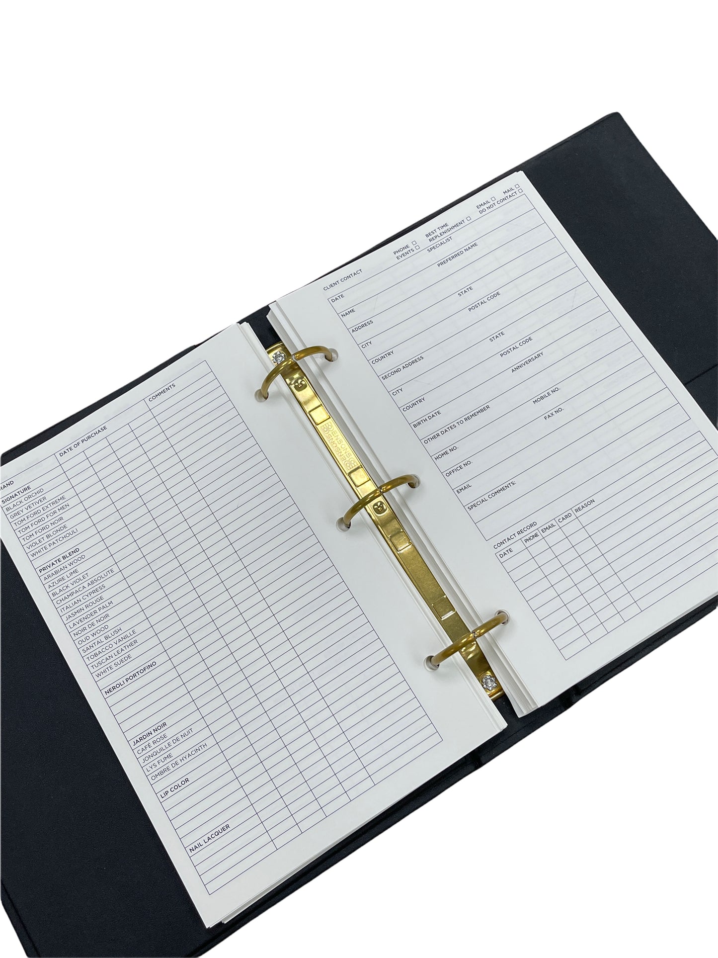 Tom Ford Brown Gold Appointment Binder with Blank Fill Pages