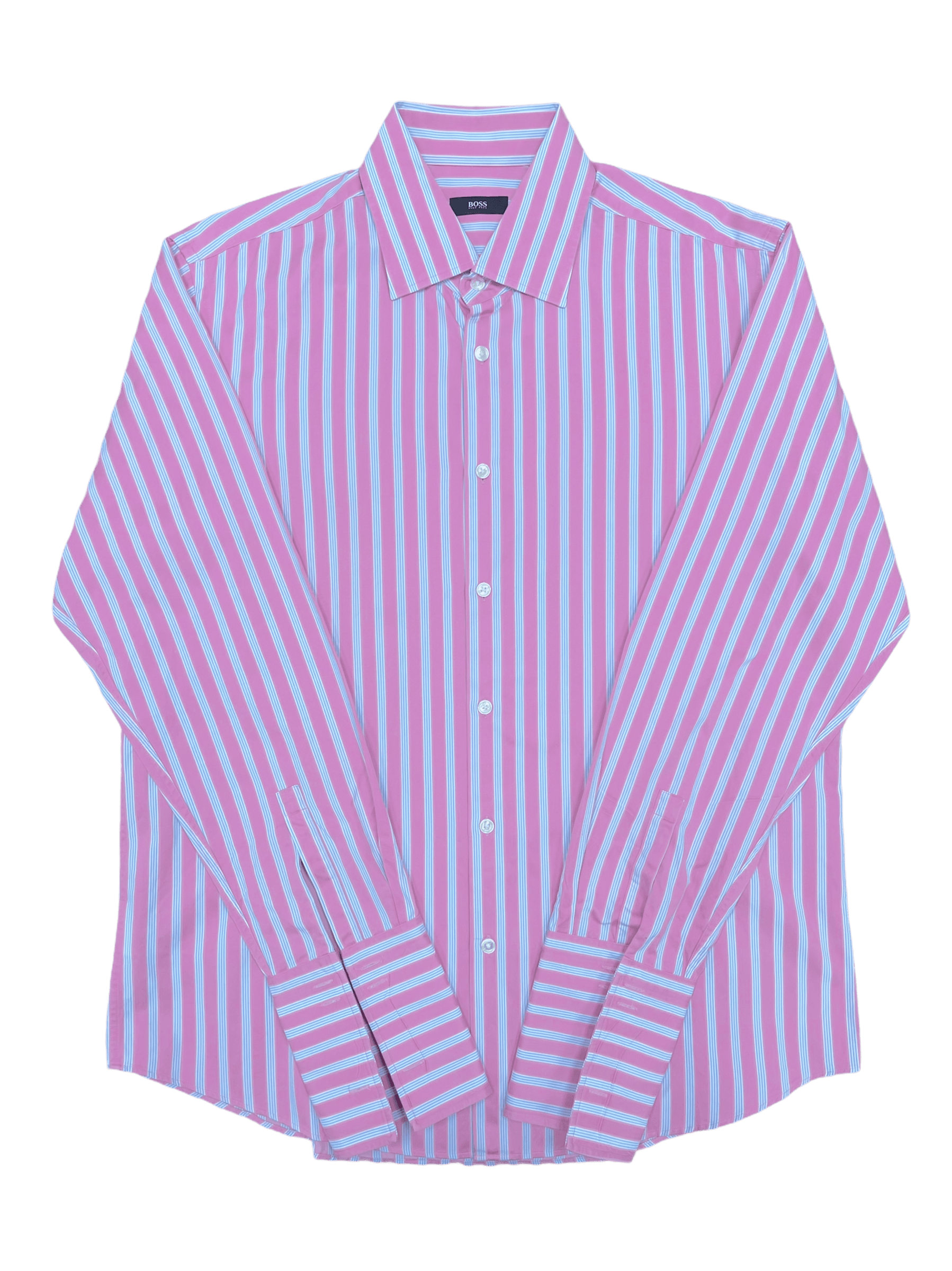 Mens pink 2024 striped dress shirt