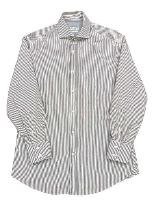 Brunello Cucinelli Brown Striped Dress Shirt - Extra Large
