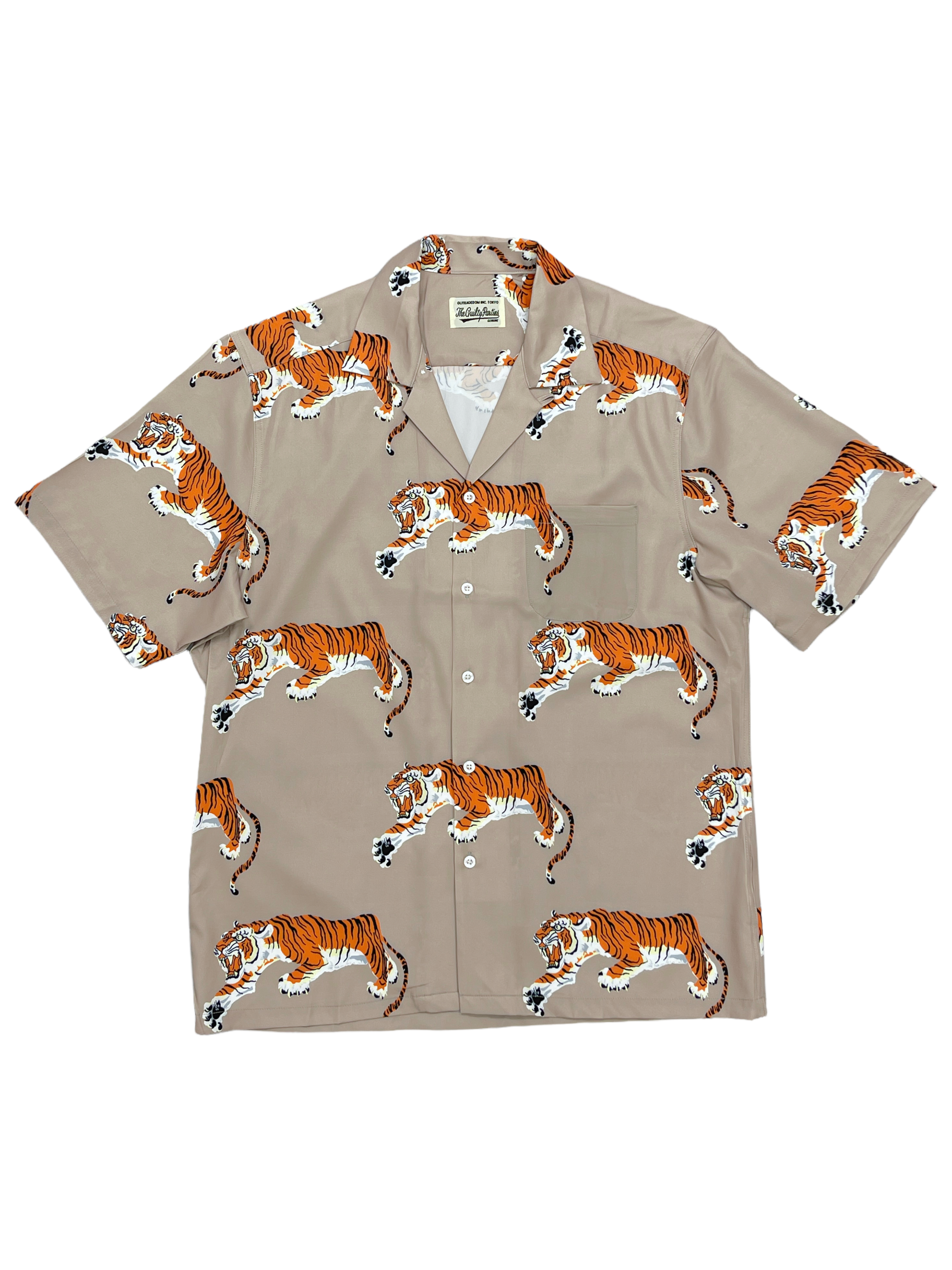 The Guilty Parties Wacko Maria Cream Tiger Button Up Casual Shirt