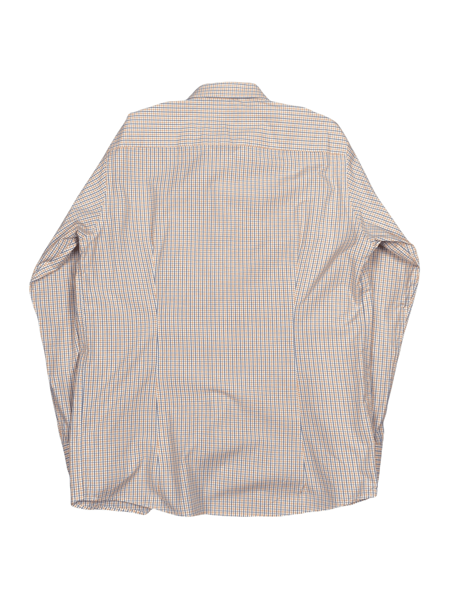 Eton Orange and Blue Micro Check Dress Shirt 18 / 46 - Genuine Design Luxury Consignment for Men. New & Pre-Owned Clothing, Shoes, & Accessories. Calgary, Canada