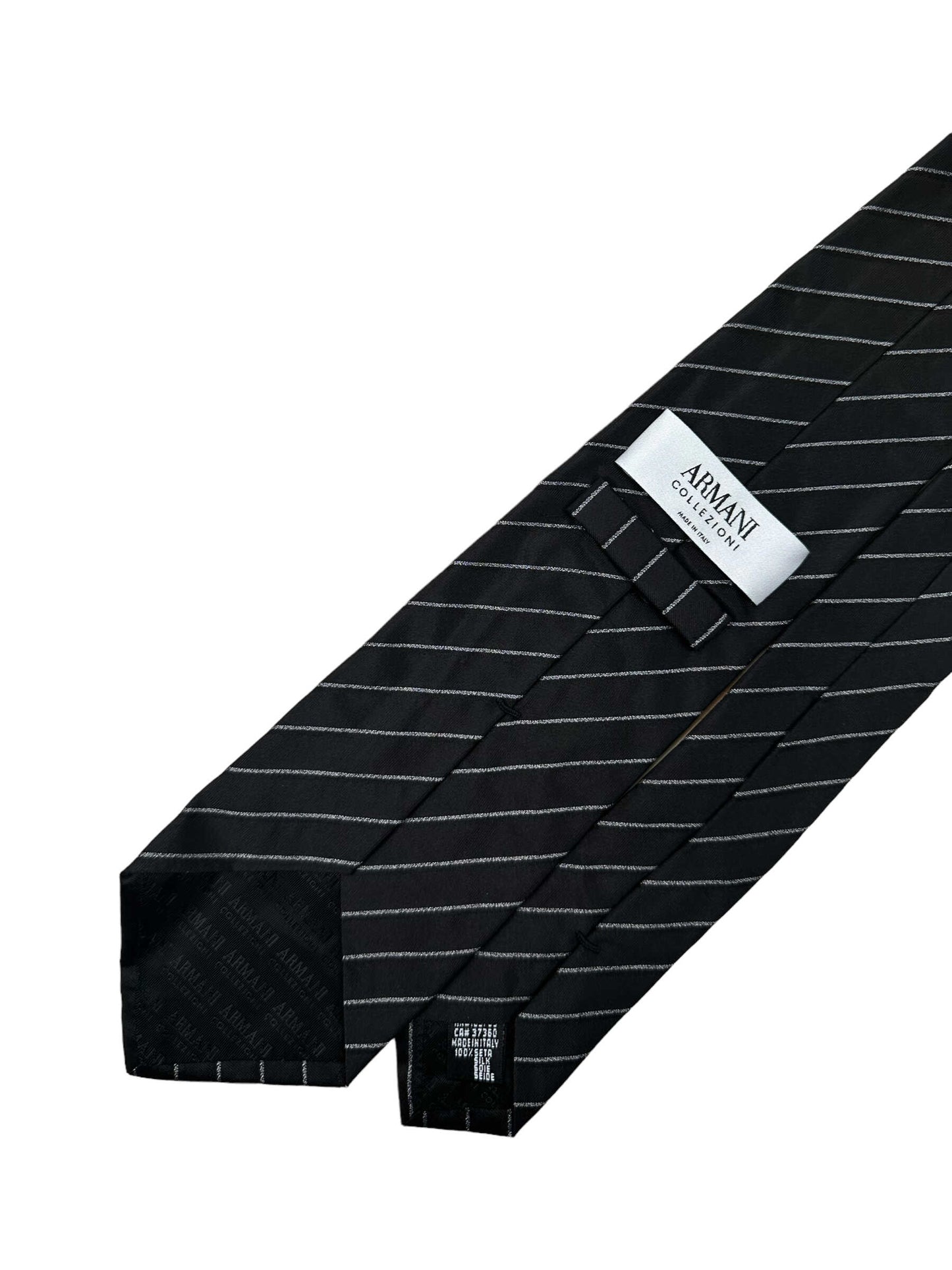 Armani Collezioni Black Striped Silk Tie - Genuine Design luxury consignment Calgary, Alberta, Canada New & pre-owned clothing, shoes, accessories.