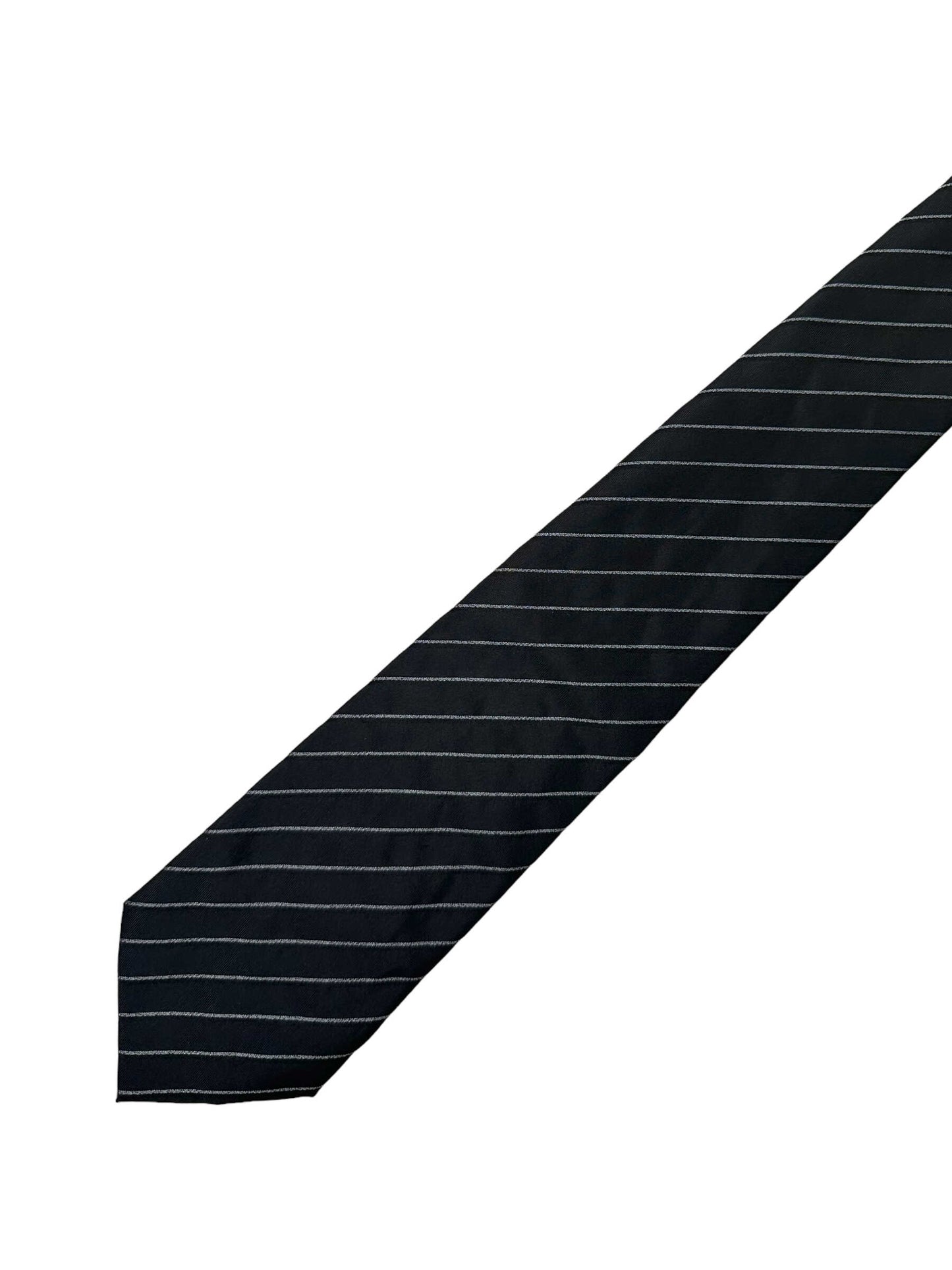 Armani Collezioni Black Striped Silk Tie - Genuine Design luxury consignment Calgary, Alberta, Canada New & pre-owned clothing, shoes, accessories.