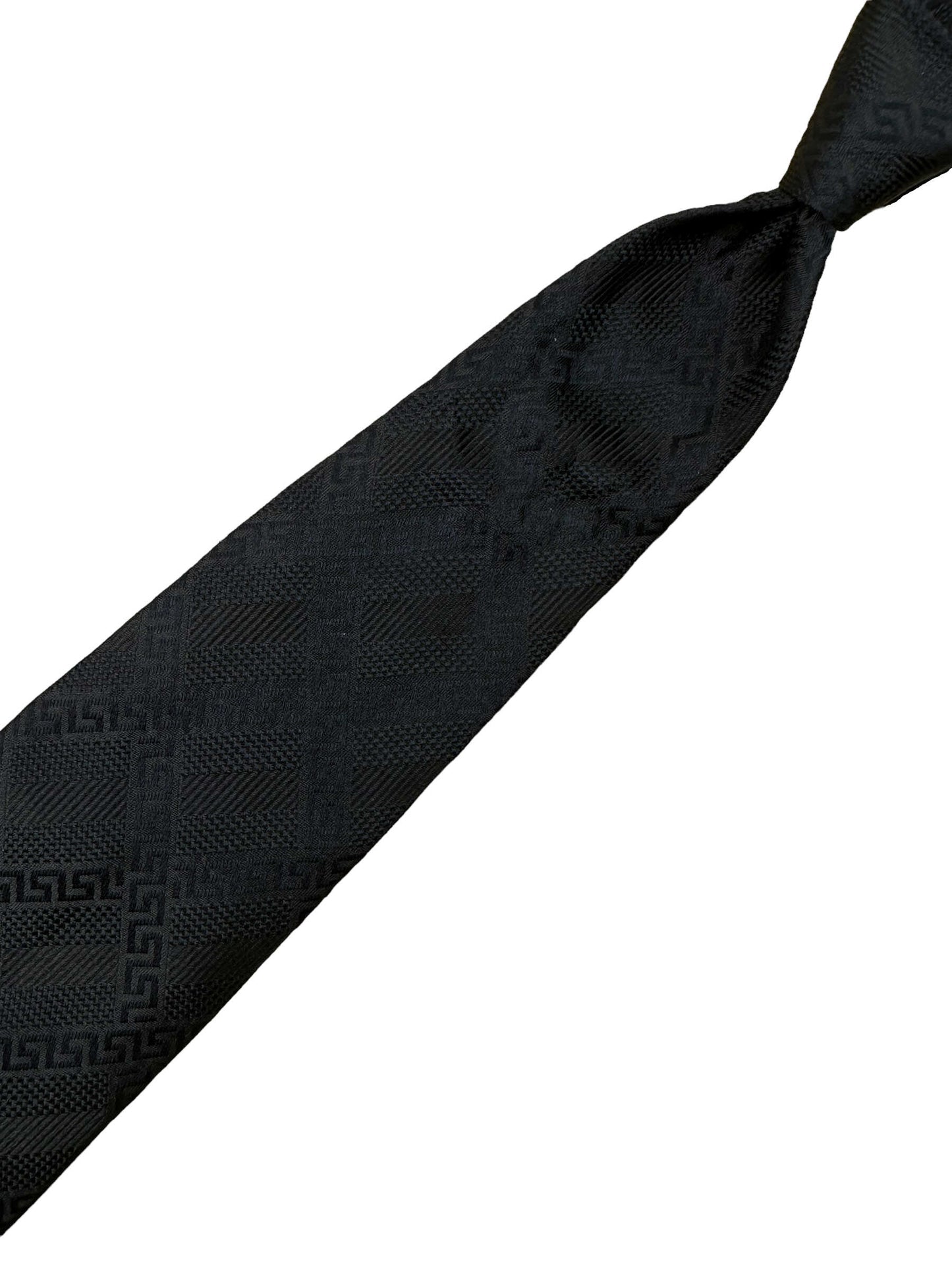 Versace Navy Geometric Silk Tie - Genuine Design luxury consignment Calgary, Alberta, Canada New & pre-owned clothing, shoes, accessories.
