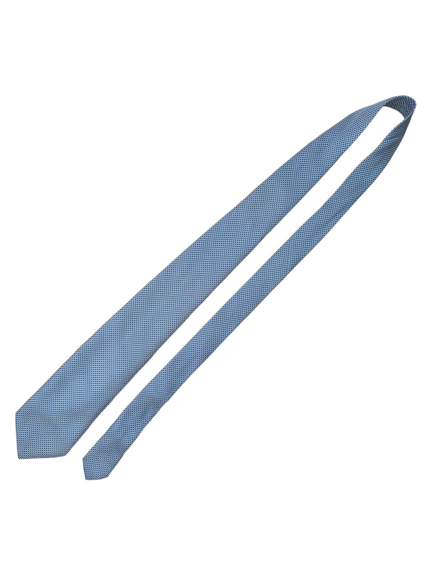 Charvets Silver Blue Plaid Silk Tie - Genuine Design luxury consignment Calgary, Alberta, Canada New & pre-owned clothing, shoes, accessories.