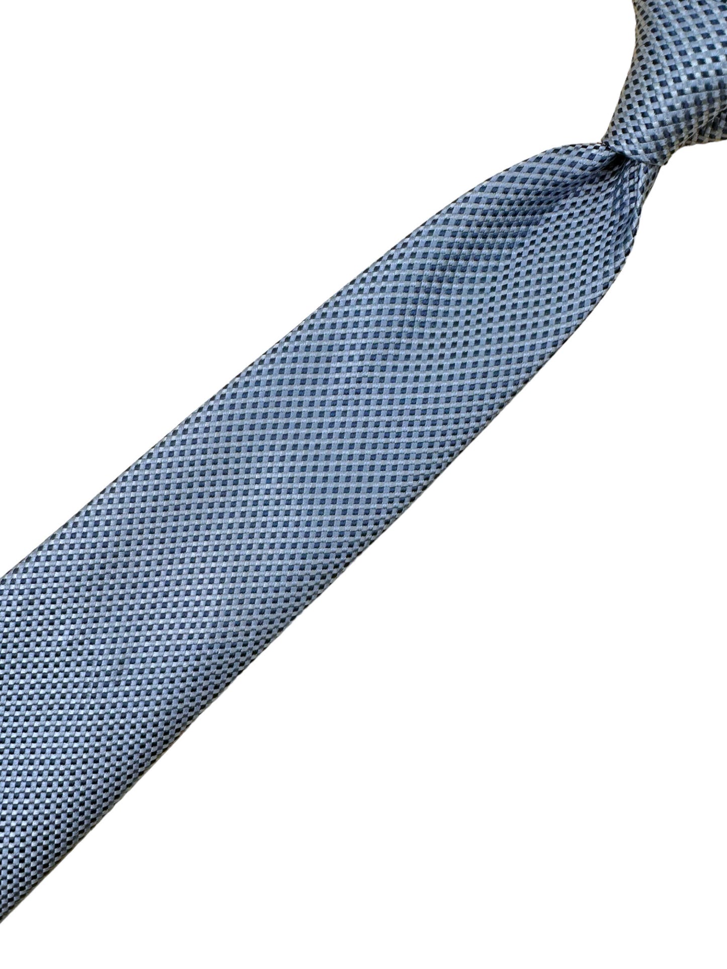 Charvets Silver Blue Plaid Silk Tie - Genuine Design luxury consignment Calgary, Alberta, Canada New & pre-owned clothing, shoes, accessories.