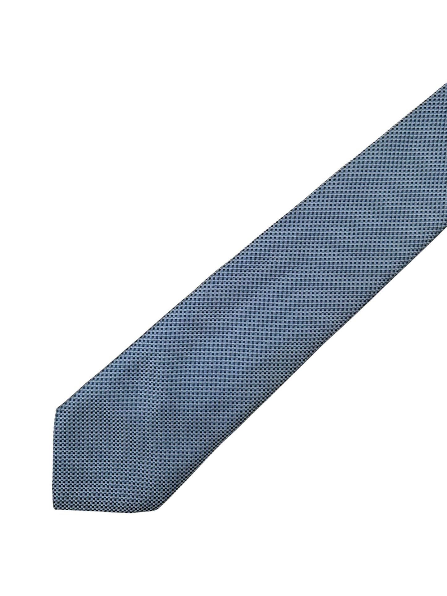 Charvets Silver Blue Plaid Silk Tie - Genuine Design luxury consignment Calgary, Alberta, Canada New & pre-owned clothing, shoes, accessories.