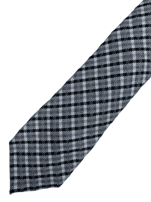 Tom Ford Black Plaid Wool Tie - Genuine Design luxury consignment Calgary, Alberta, Canada New & pre-owned clothing, shoes, accessories.