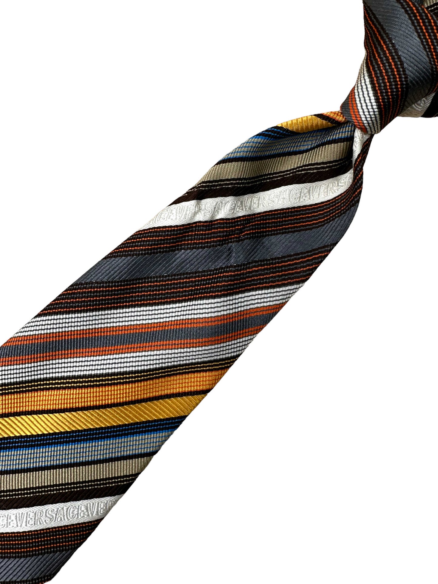 Versace Multicoloured Striped Silk Tie - Genuine Design luxury consignment Calgary, Alberta, Canada New & pre-owned clothing, shoes, accessories.