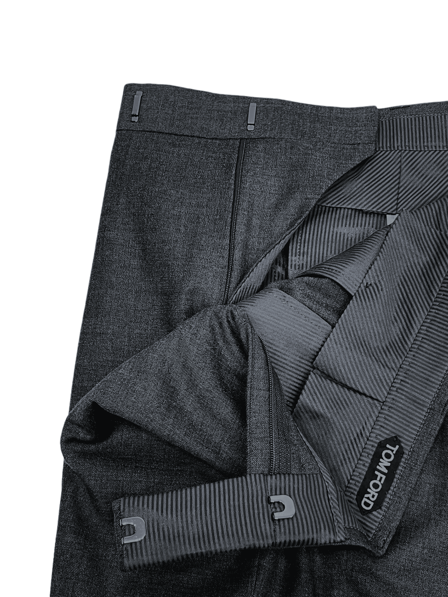 Tom Ford Charcoal Grey Wool Dress Pant 34W 27.5L - Genuine Design Luxury Consignment Calgary, Alberta, Canada New and Pre-Owned Clothing, Shoes, Accessories.