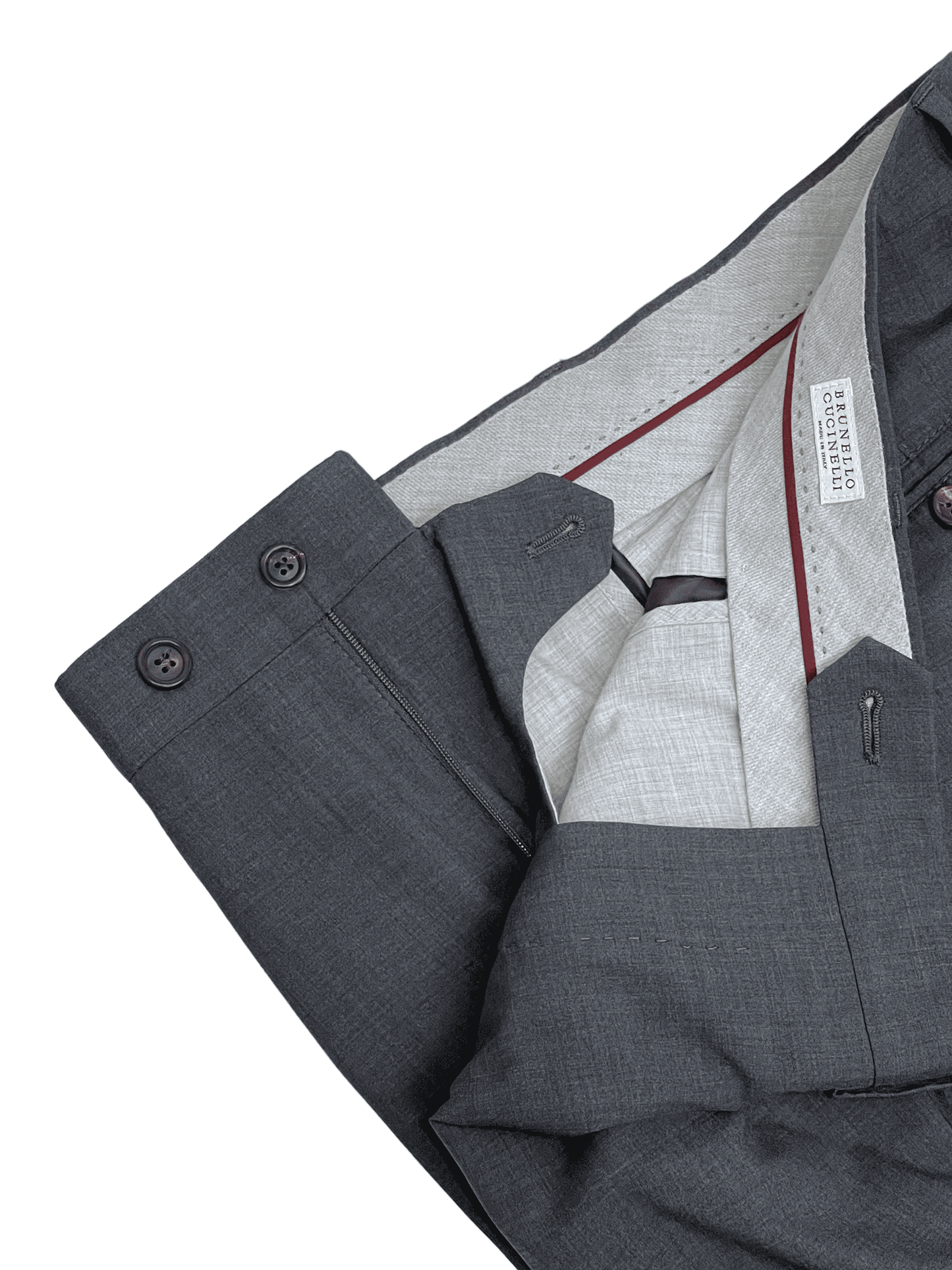 Brunello Cucinelli Charcoal Grey Wool Dress Pant 37W 26L - Genuine Design Luxury Consignment Calgary, Alberta, Canada New and Pre-Owned Clothing, Shoes, Accessories.