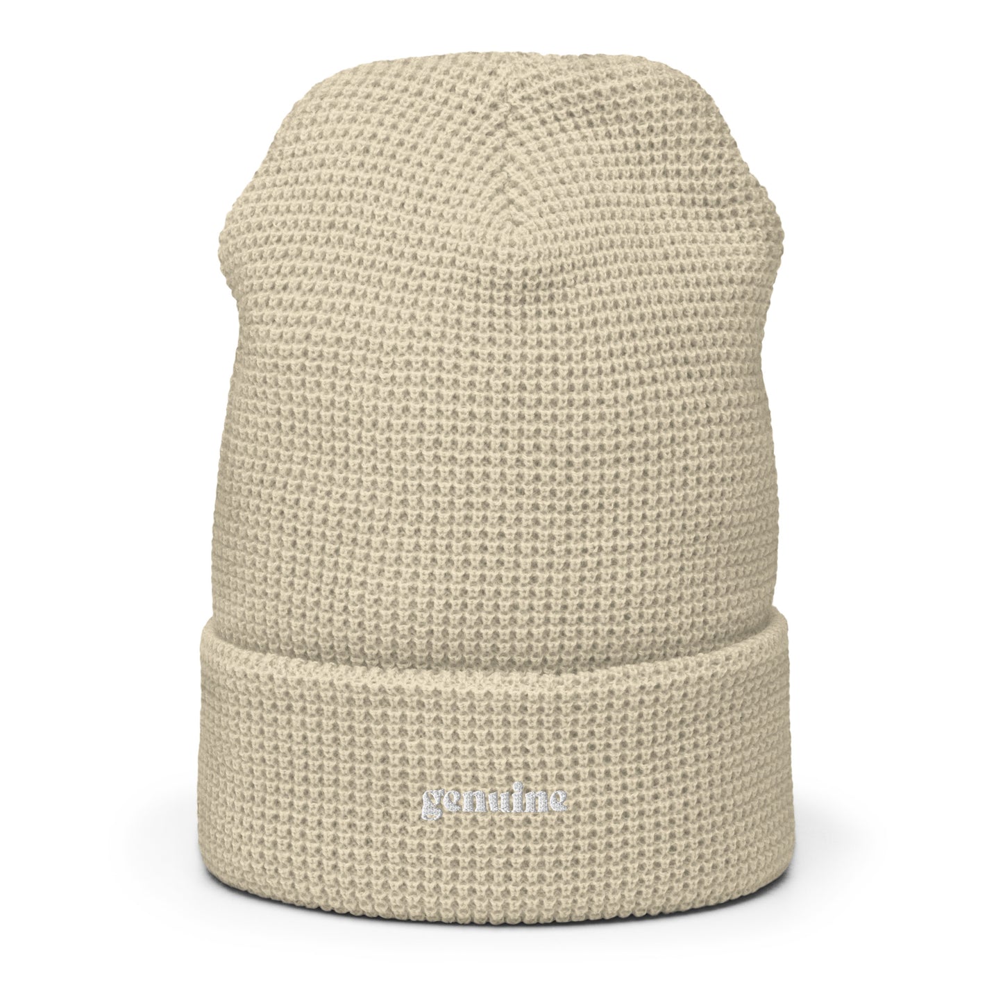 Genuine White Embroidered Logo Waffle Beanie Unisex