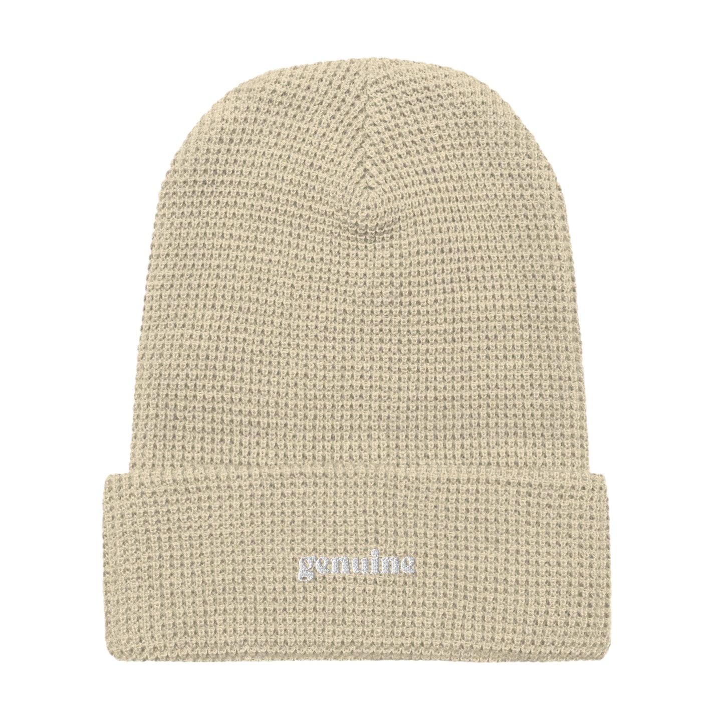 Genuine White Embroidered Logo Waffle Beanie Unisex