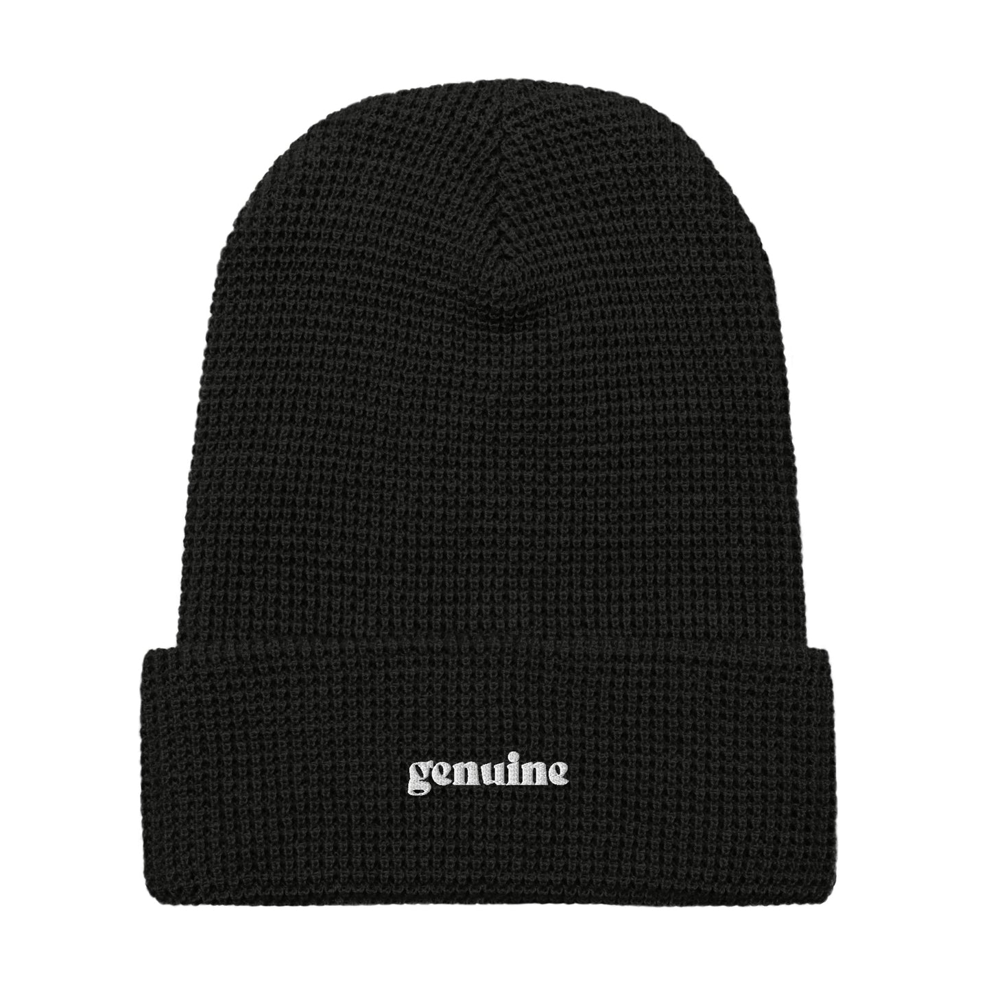 Genuine White Embroidered Logo Waffle Beanie Unisex